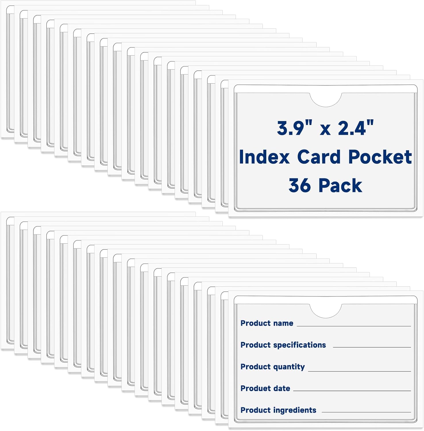 Mauproy 36Pcs 2.4" x 3.9" Index Card Pockets, Clear