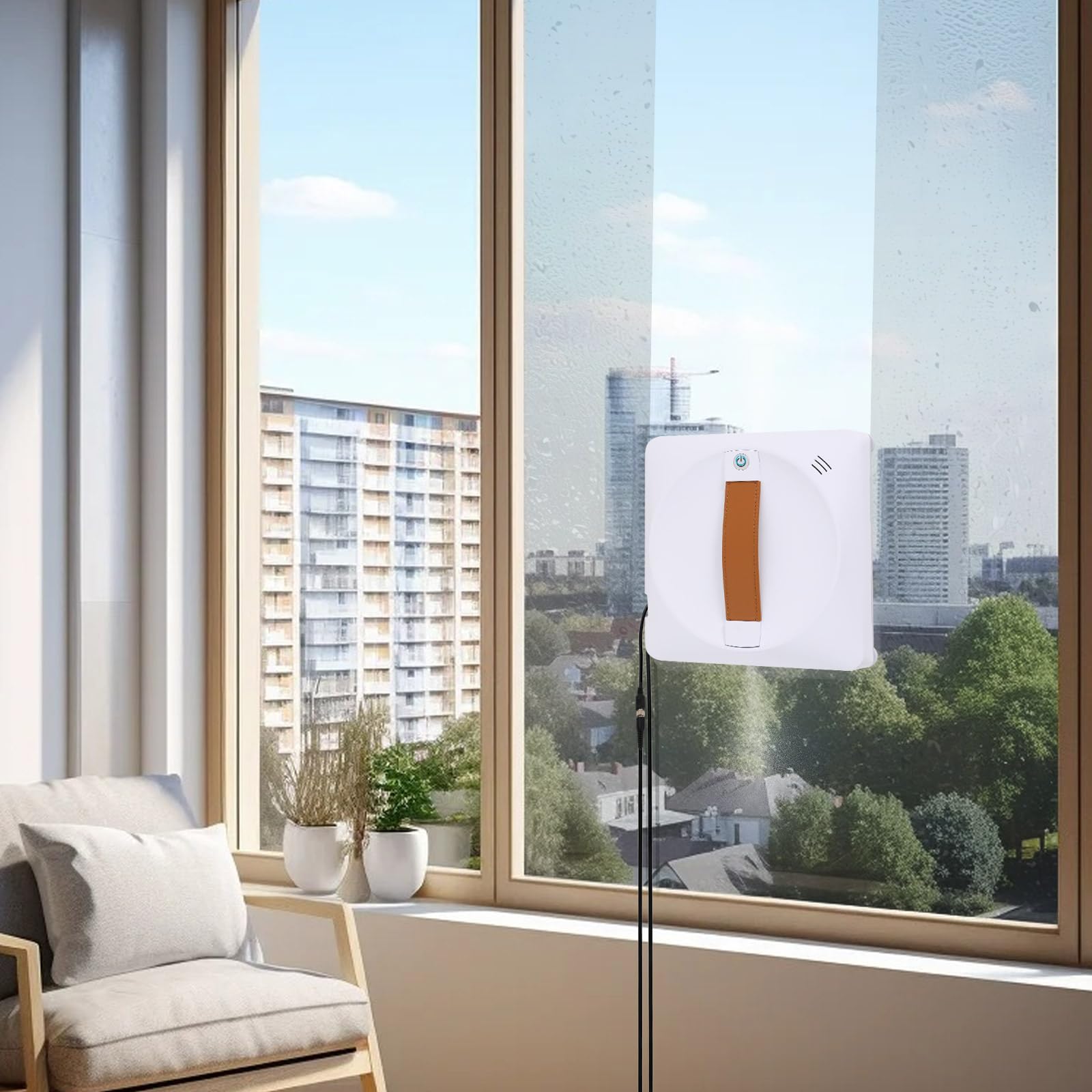 Robot de limpieza de ventanas inteligente de 72 W con 4 paños de limpieza, 2500 Pa | Robot de limpieza de ventanas con mando a distancia, para amas de casa, limpiadores, ancianos o personas con problemas