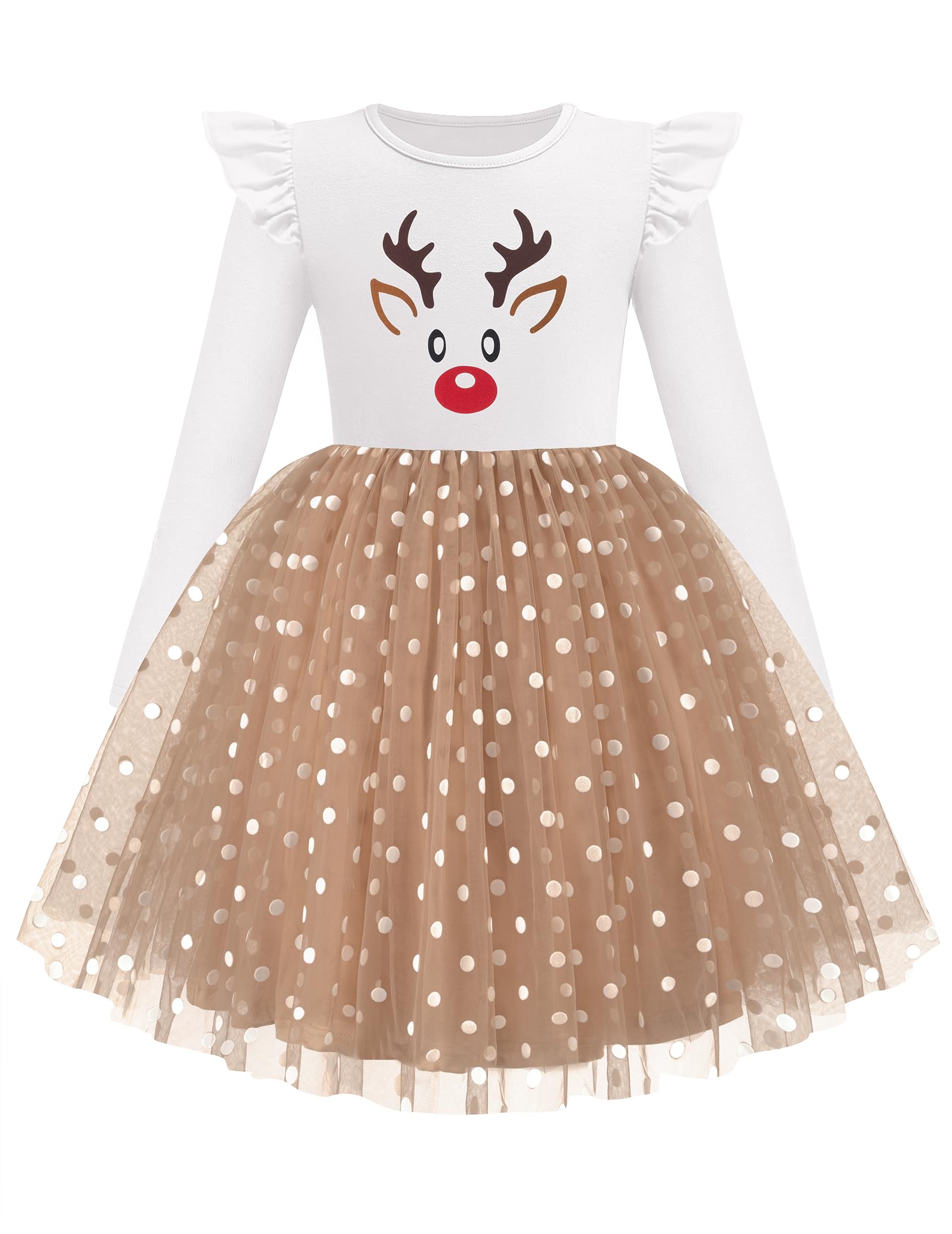 Arshiner Toddler Girls Long Dresses Sleeve Ruffle Winter Holiday Dress 2-6Y