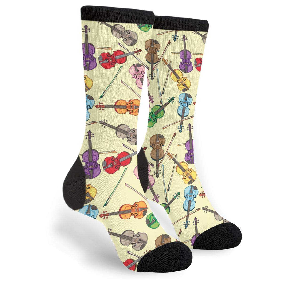 934 Unisex Socks 101 Novelty Office Socks Colorful Violin Work Socks Anti-Slip Athletic Socks For Outdoor Walking Trekking 40Cm