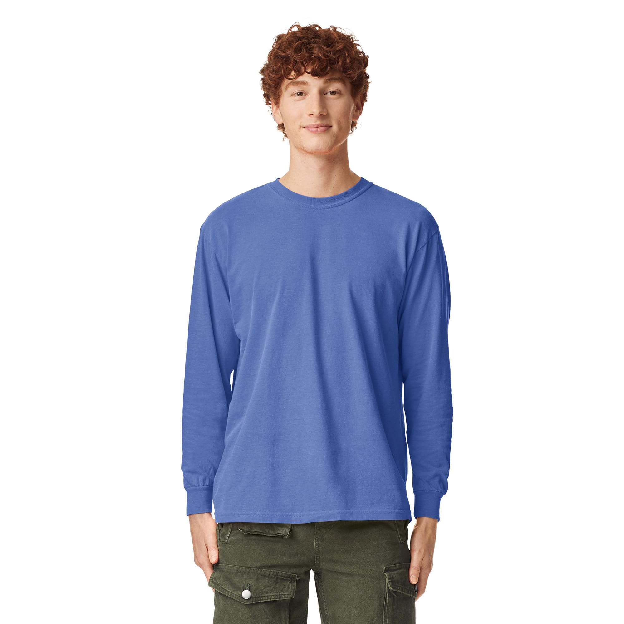 Comfort Colors Unisex's Adult Long Sleeve Tee T-Shirt, Flo Blue, XL