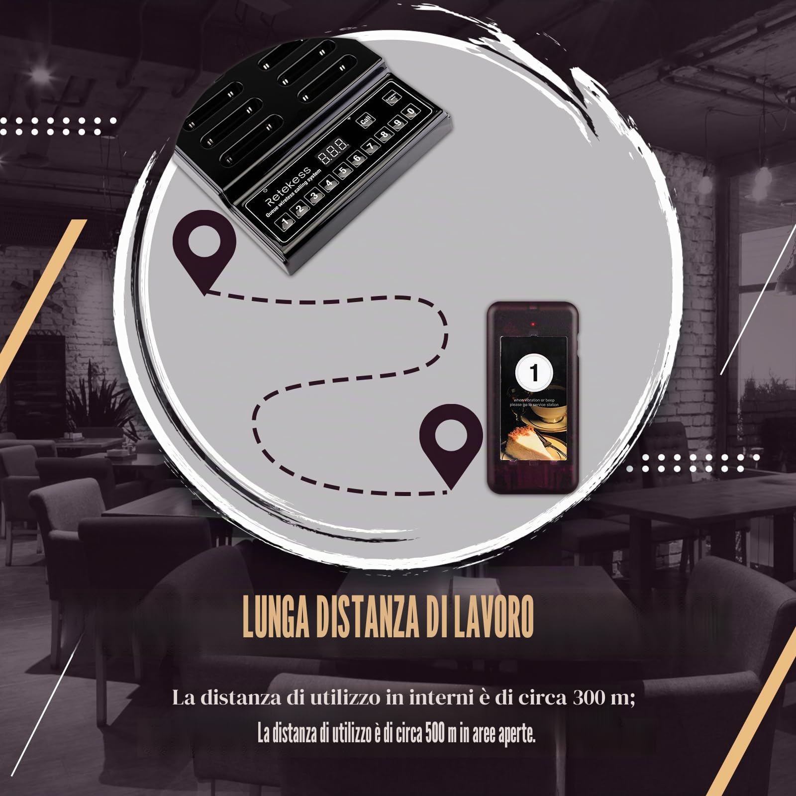 Retekess T112 Cercapersone Ristorante, 500M Pager Ristorante, 20 Cercapersone, 360 mAh 36H, Stabile e Durevole, Con Pulsante Muto, 3 Modalità di Chiamata, Cicalino per Ristorante, Pizzeria, Bar