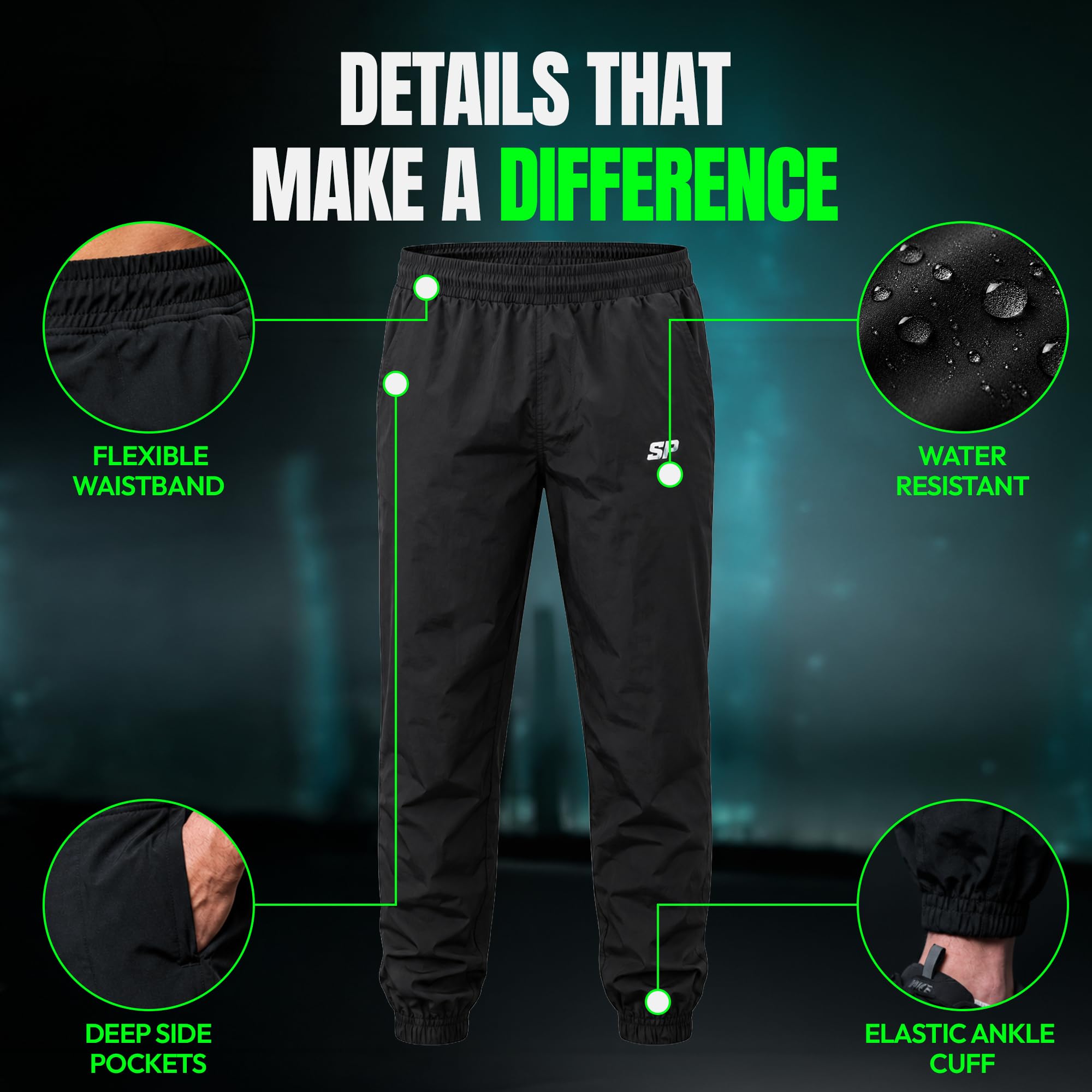 Starpro Jogginghose Herren Damen - Dehnbare Nylon und Spandex-Reißverschlusstaschen - Training Laufhose Sportbekleidung - Größen S bis XXL