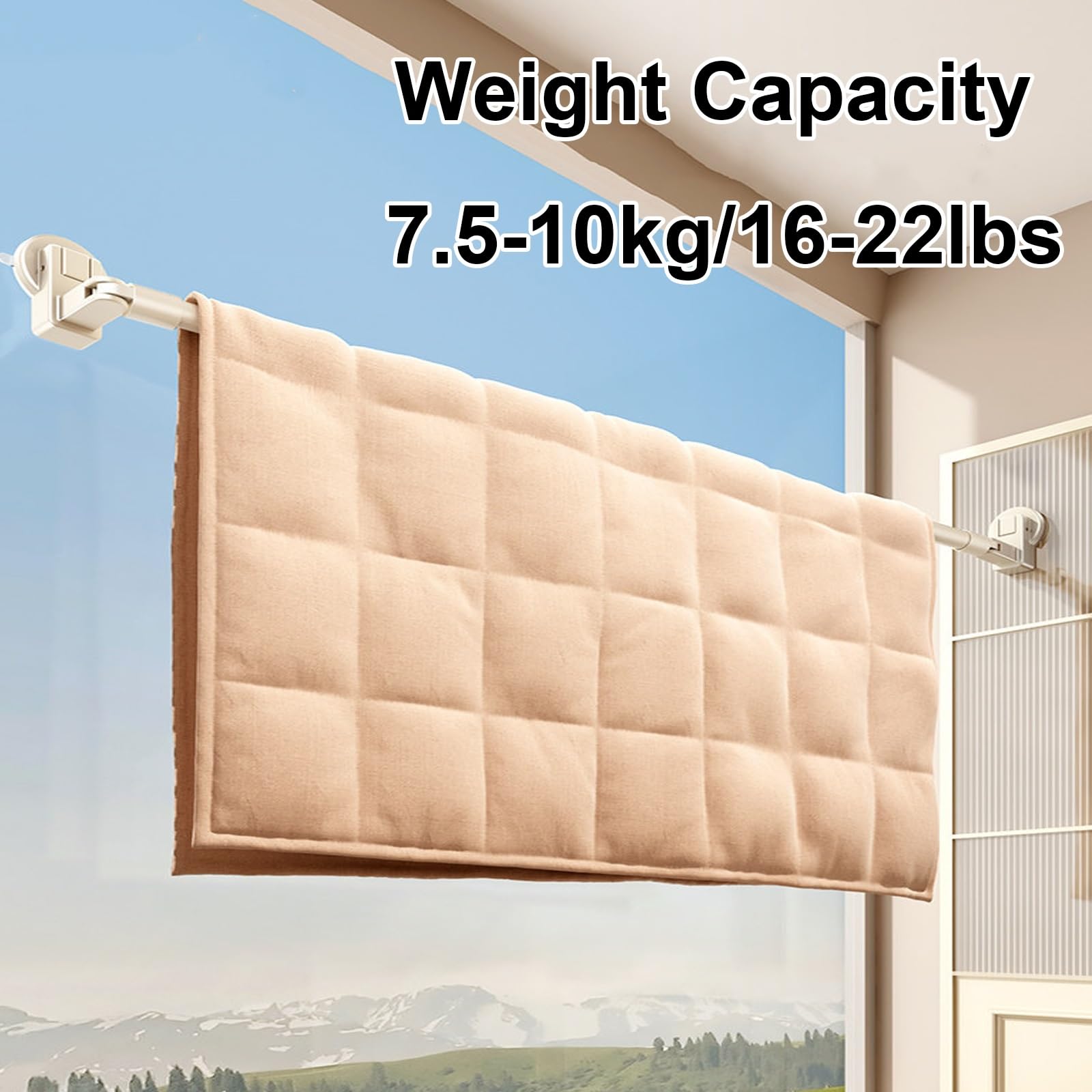 Tringle Rideau à Tension Ultra-résistante, Barre Rideau D'angle pour Rideau de Douche Orientable à 180° pour Penderie Salle de Bain Balcon(Beige,110-200cm/43-78in)