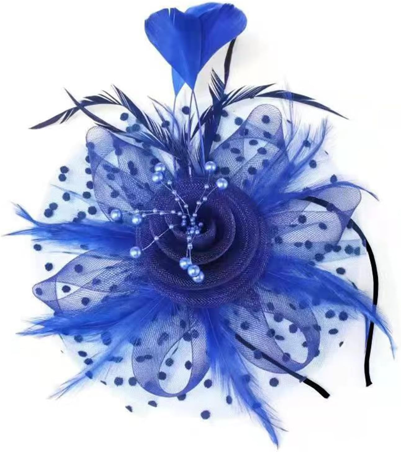 JUNBESTN Fascinators Hat Tea Party Headwear for Women Flower Mesh Feathers Headband - Image 4