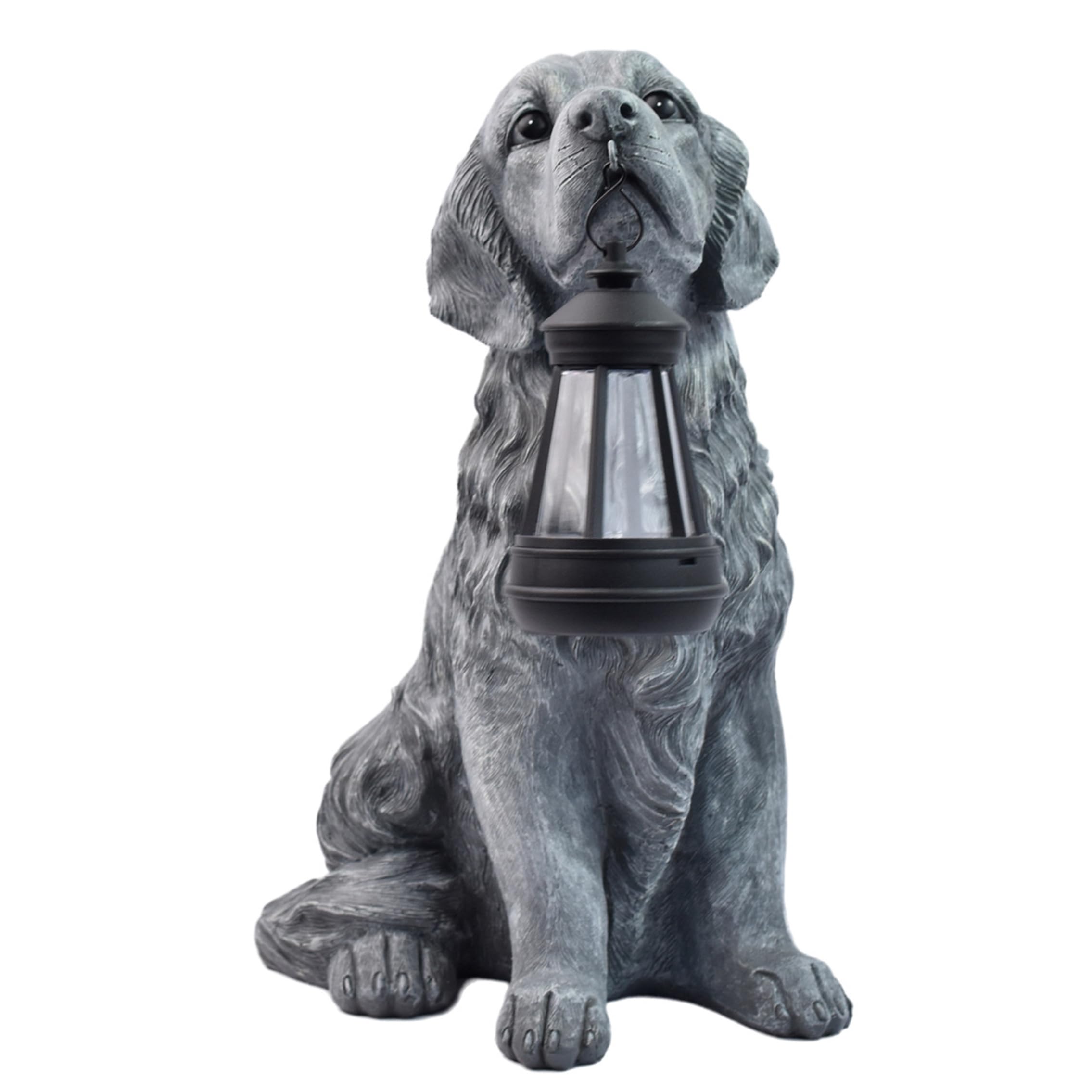 Solar Garden Lights Outdoor Dog Statue, Realistic Waterproof Figurine Light for Patio Balcony Lawn Cement Color Solar Garden Lights Outdoor, Dog Statue Figurine, Waterproof Light, Cem