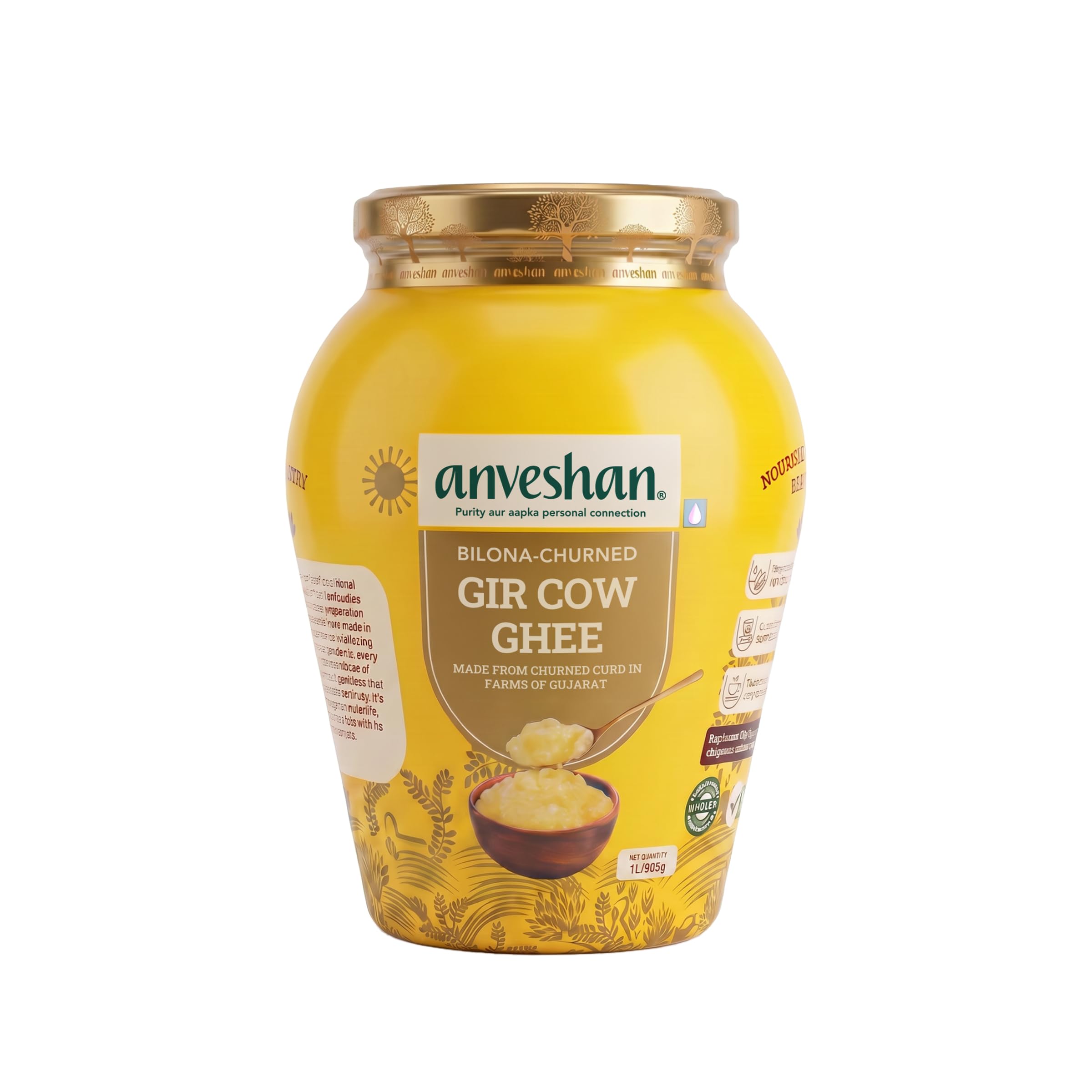 Anveshan A2 Gir Cow Ghee Bilona Method 1Liter, Traditional Bilona Method, Cultured, Immunity Booster, Pure, Natural, Healthy, Fresh, Lactose And Gluten Free-image-46