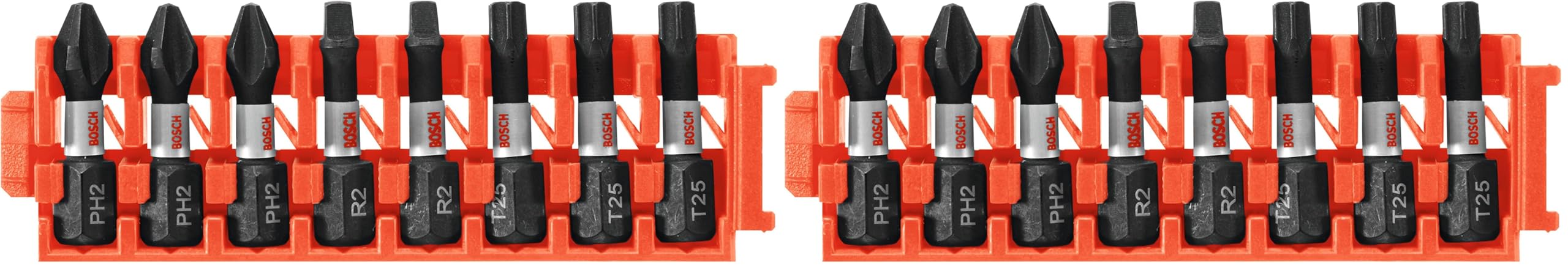 BOSCH CCSV108 8-Piece Assorted Set 1 In. Impact Tough Phillips, Square, and Torx Insert Bits with Clip for Custom Case System (Pack of 2)