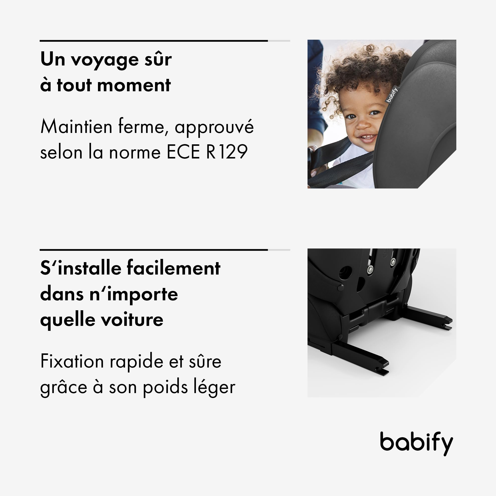 Babify siège Auto 15 à 36 kg - Isofix, appuie-tête 13 Positions, Pliant, Housse Lavable, ECE R129, Confort & sécurité pour Enfant 3-12 Ans, Noir