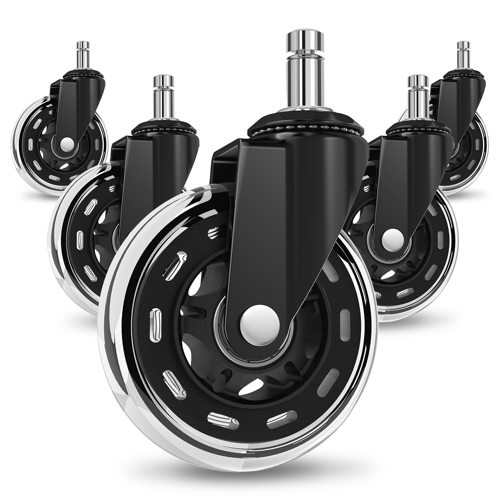 COSYLAND Office Chair Wheels Replacement For All Floors - 11x22mm Rubber Wheels For Office Chair Set Of 5 – Smooth & Silent Desk Chair Rollers (Not For 1-KEA)