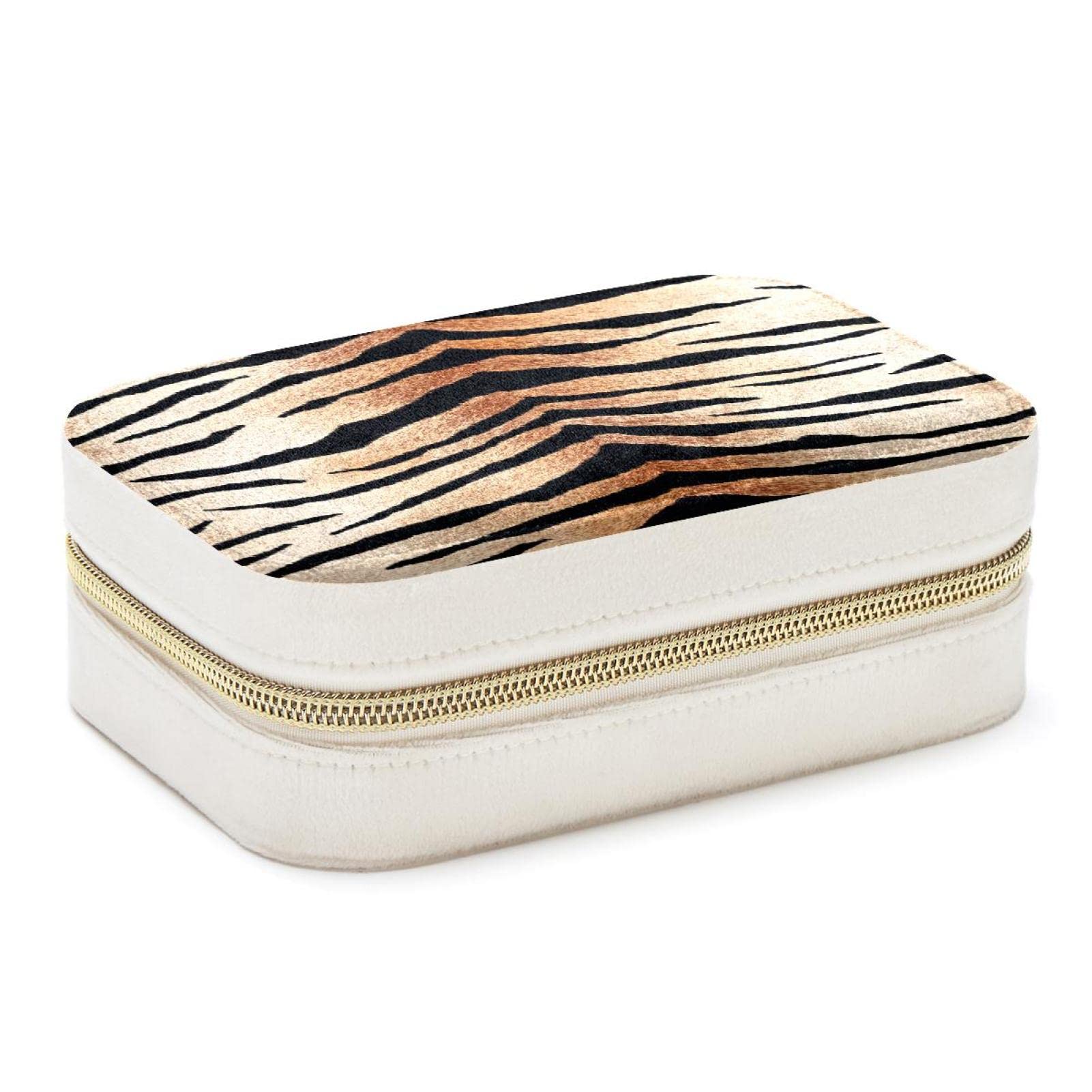 Boîte à bijoux portable anti-nœud en peau de tigre pour bagues