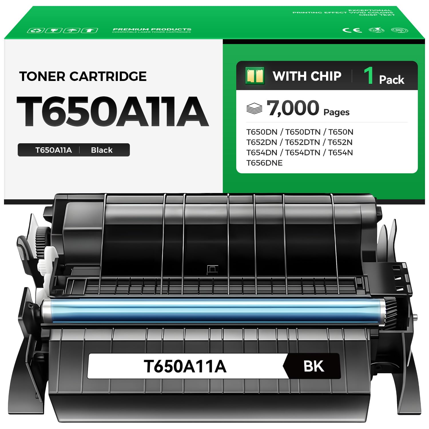 T650A11A Toner Cartridge with Chip Black High Yield 1-Pack Replacement for Lexmark T650A11A Toner Compatible with Lexmark T650DN T650DTN T650N T652DN T652DTN T652N T654DN T654DTN T654N T656DNE Printer