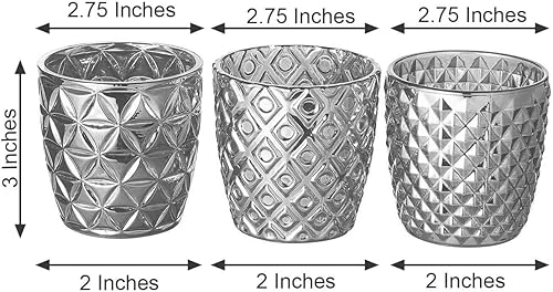 Miniatura 3 de Efavormart - Portavelas de cristal de mercurio de plata de 3.0in (6 unidades)