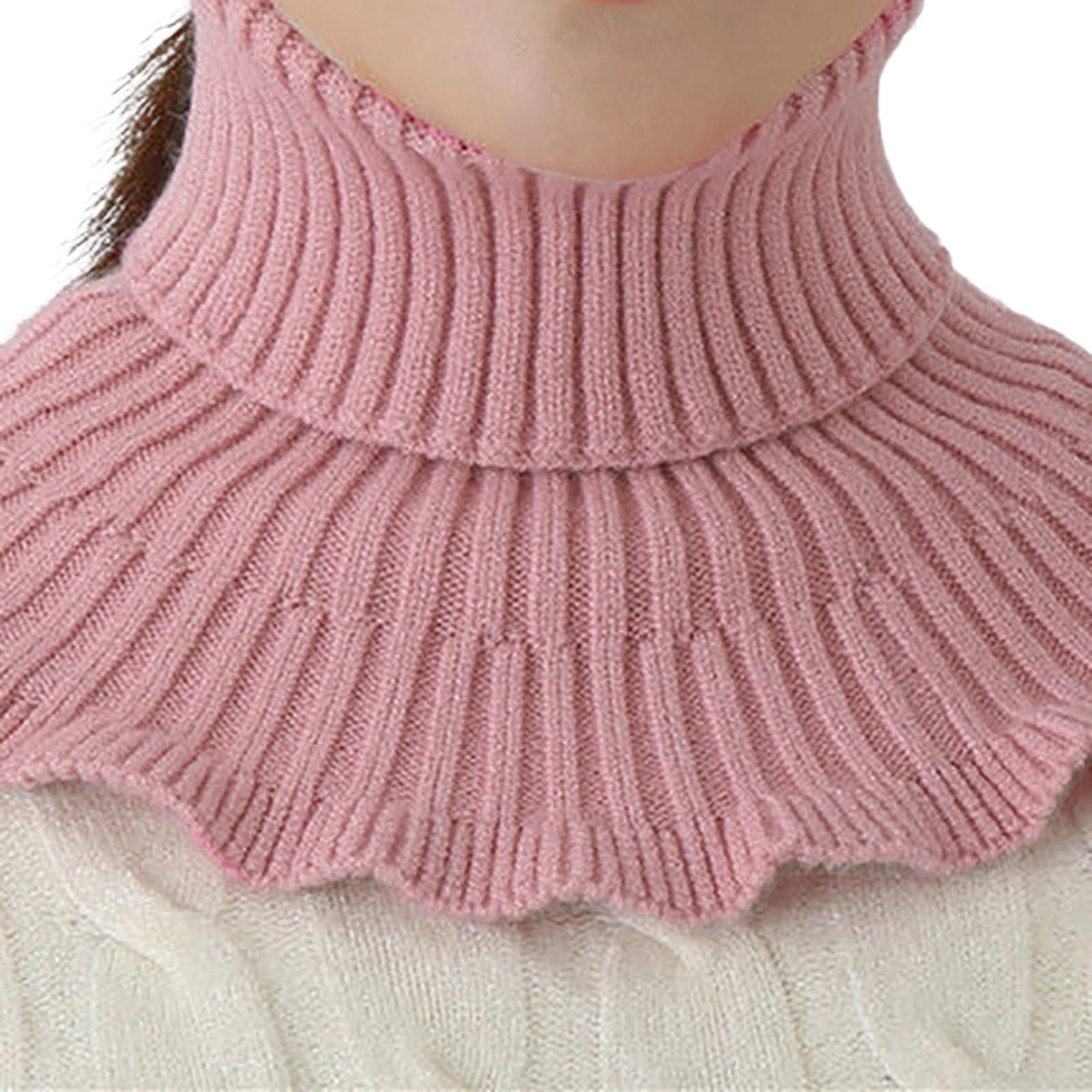 MICFENY Knit Shawl Collar Winter Warm Scarf For Women Neck Wrap Knitted Elastic False Collar Scarf Warm Winter Cycling