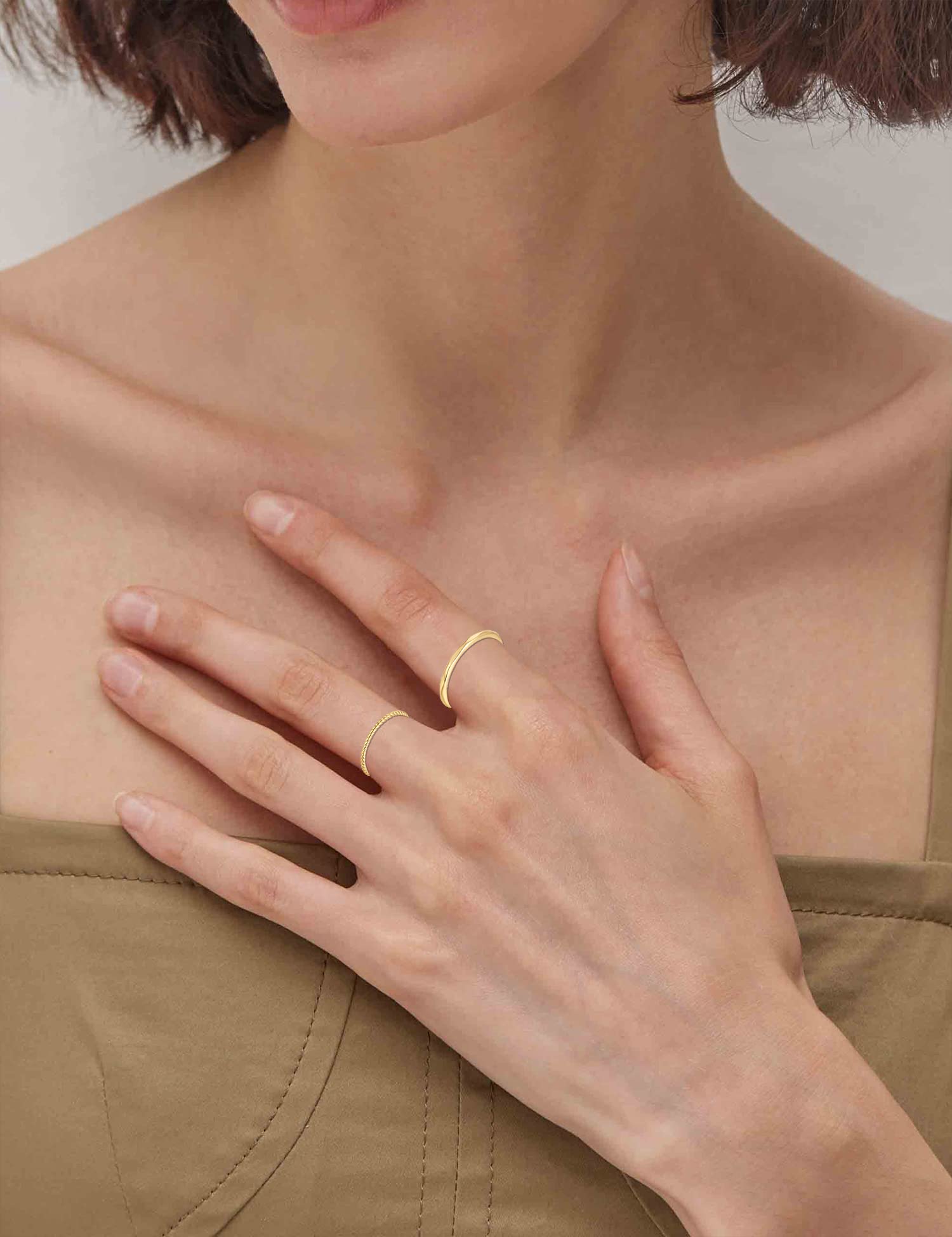 RLMOON 8-12PCS 14K Gold Ring Set for Women Non Tarnish Dainty Silver Rose Gold Thumb Stackable Stacking Rings Heart CZ Pinky Rings Plain Band Size 4-12