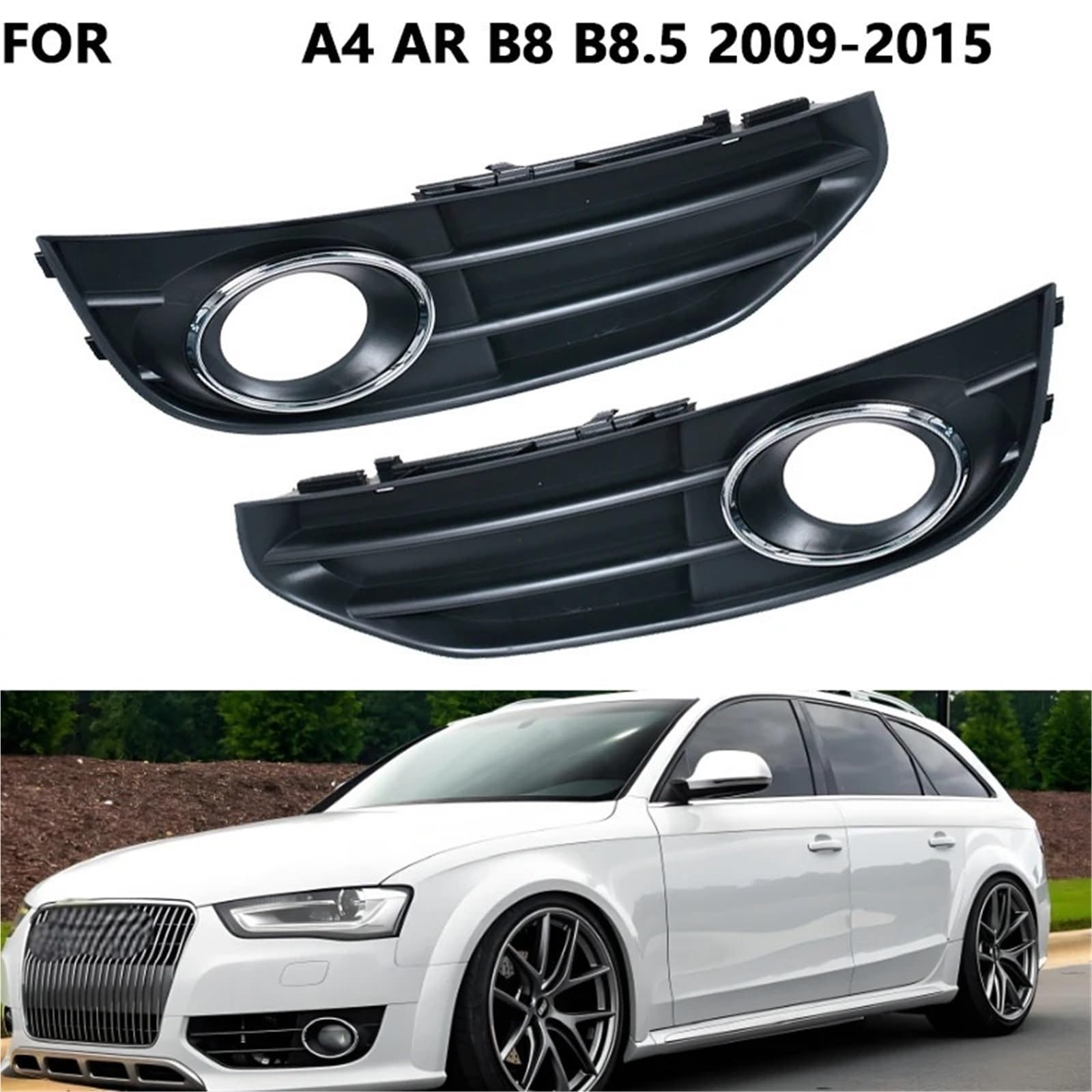 Cadre de protection de feu antibrouillard de pare-chocs avant compatible avec Audi A4 AR B8 B8.5 Allroad Quattro Travel 2009-2015 Grille de feu antibrouillard 8K0807681J01C(Right)