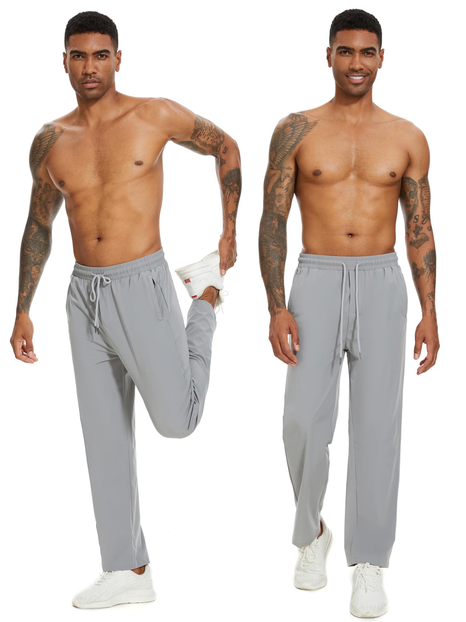 YOUJIOU Men's Jogger Sweatpants Comfort Soft Athletic Pants with Zipper Pockets in Loose-fit Style (Grey, XL)