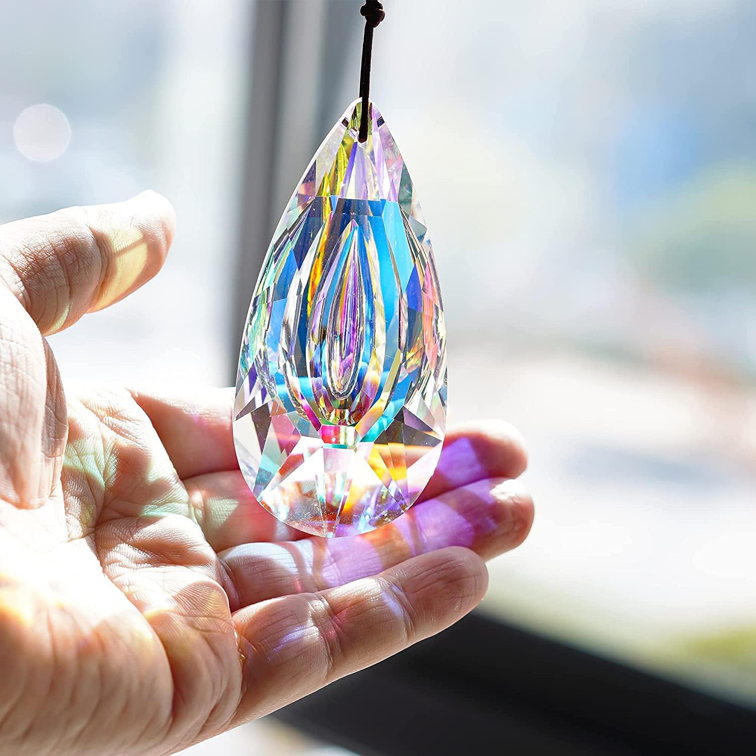 89mm AB-Colors Crystal Prisms Suncatcher Rainbow Maker Hanging Drops Pendant for Window Chandelier Parts DIY Home Decor
