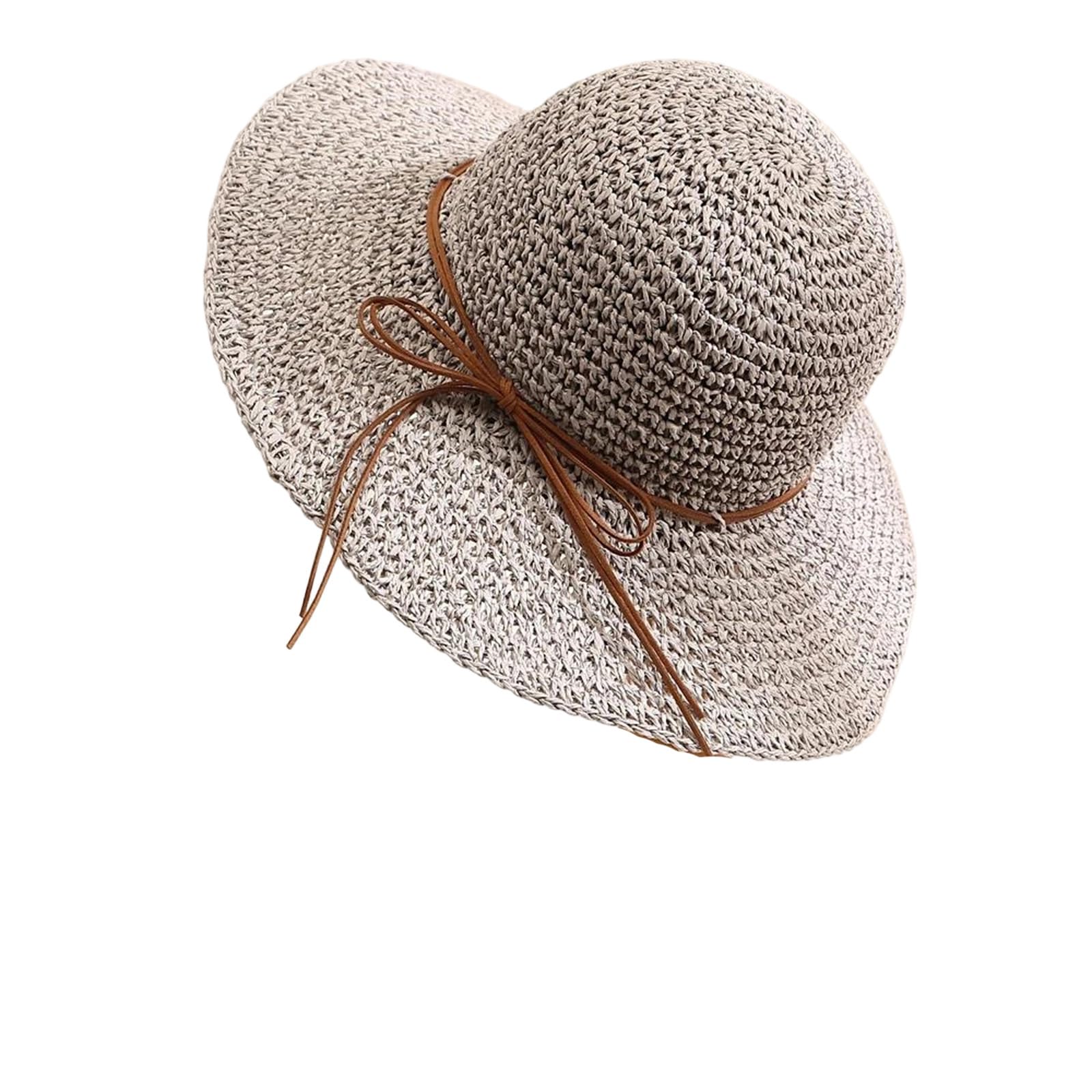 LCUVIMPEX Bucket Hats， Womens Straw Sun Hat Wide Brim Bow Detail Multicolor Multiple Sizes(Gray9)