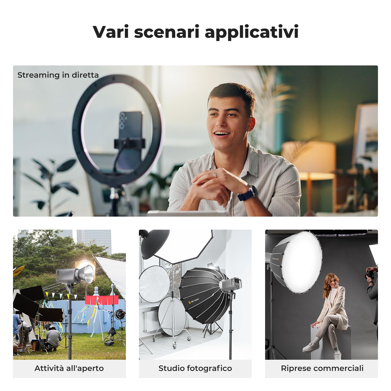 K&F CONCEPT Treppiede per fotografia, 2 m, portatile, estensibile, per foto e video, con vite da 1/4" per illuminazione, luce stroboscopica, webcam, fotocamere, softbox, con custodia