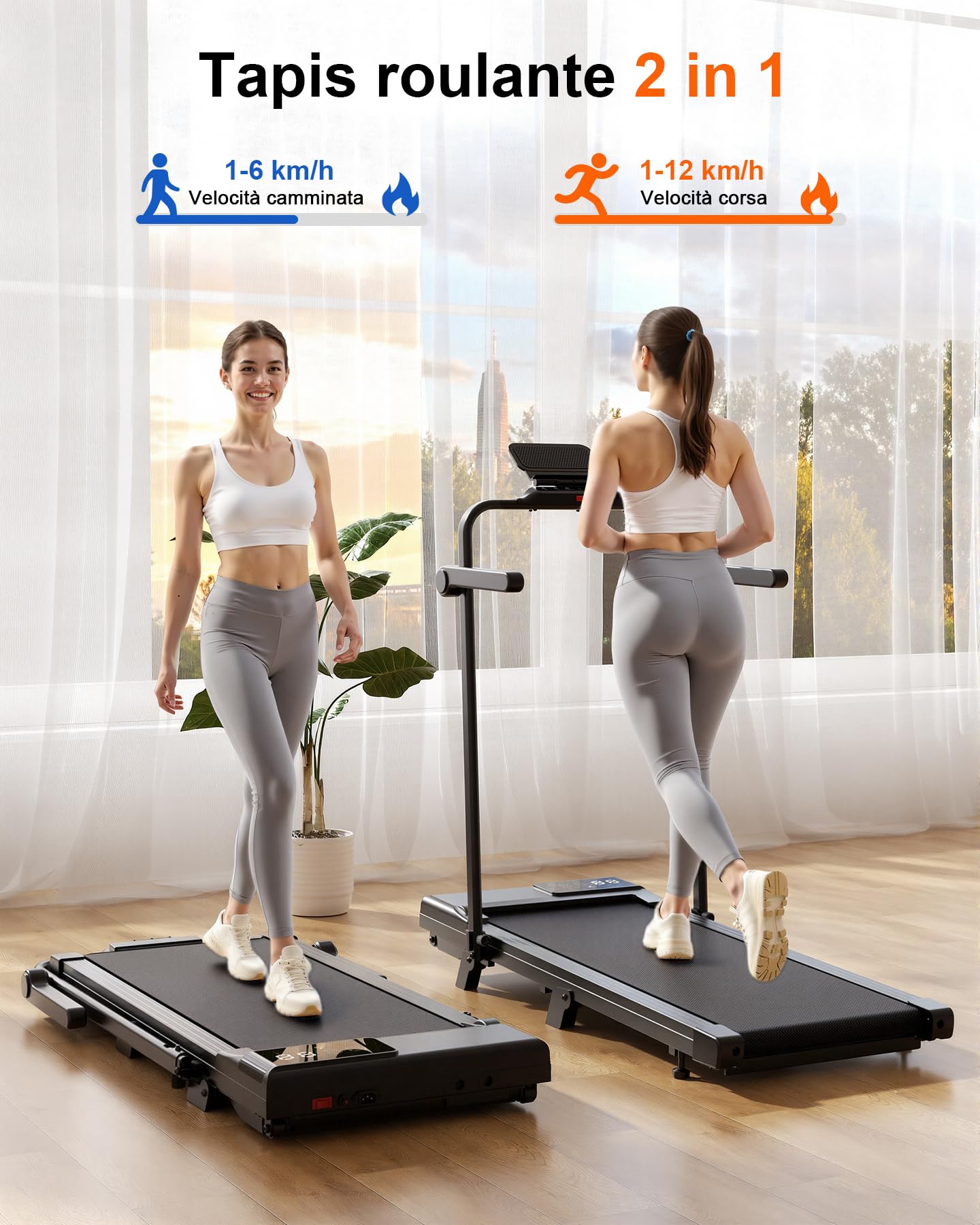Superun Raceable Tapis de Course Inclinable 2.5HP Tapis de Marche avec Rampes, 1-6km/h, 1-12km/h APP Contrôle Max 136KG Walking Pad Portables avec Parcours d'entraînement et Courses Multi-Coureurs