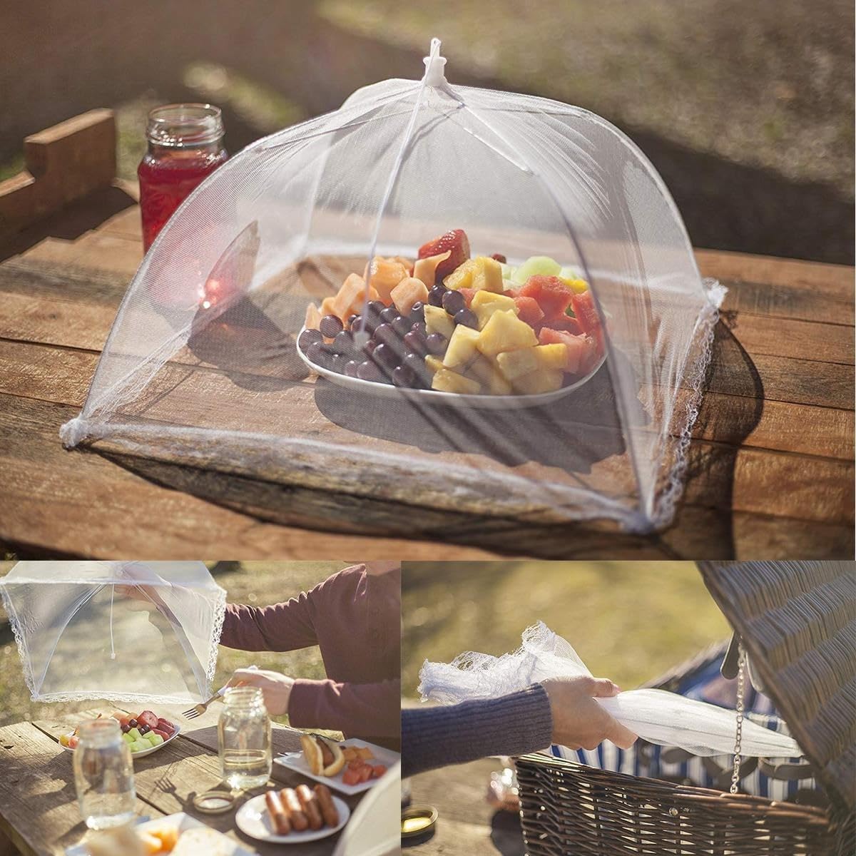 5DM-Gıda Koruma Şemsiyesi Yiyecek Yemek Sinek Koruyucu Tül Aparat