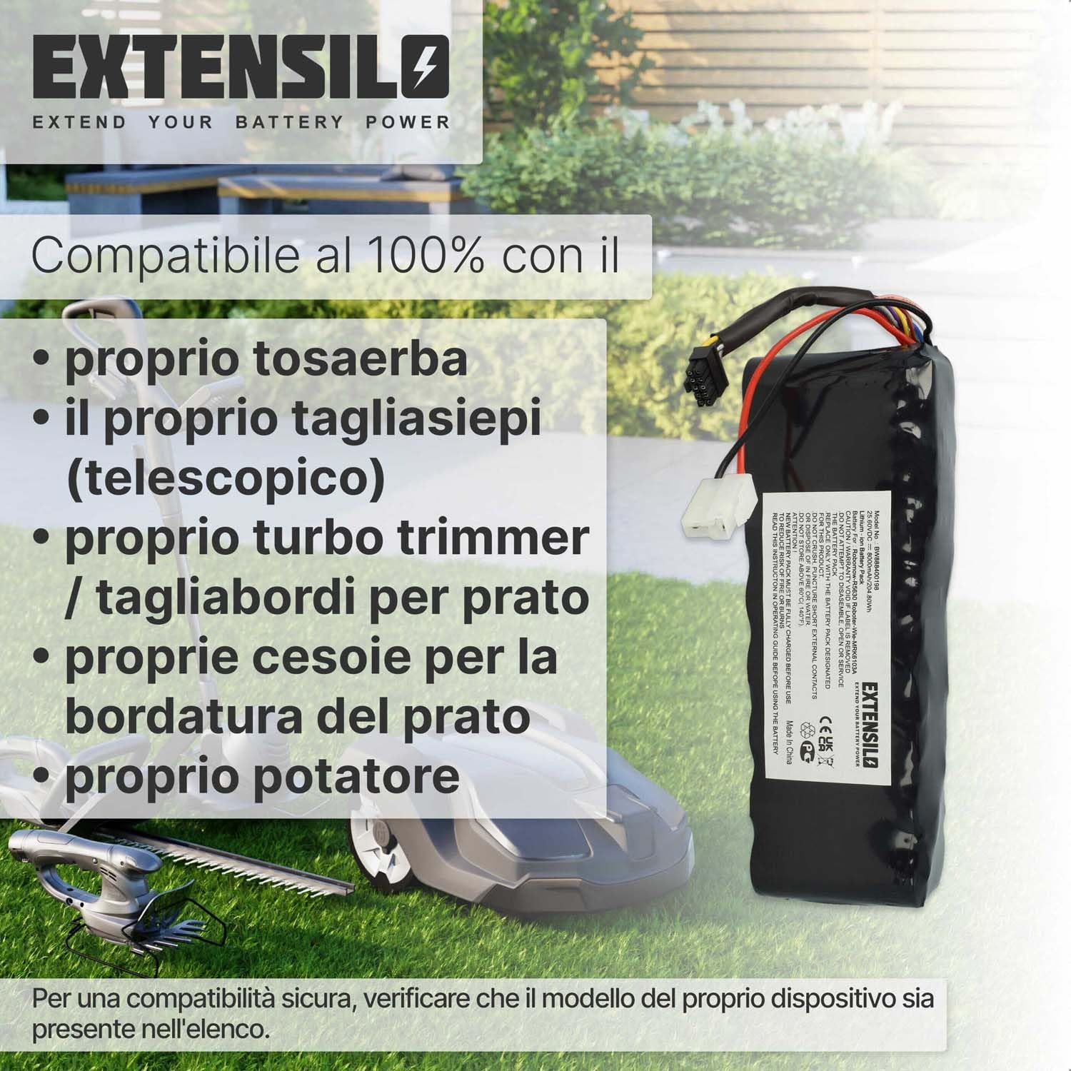 batteria compatibile con Robomow RS625, RS622, RS622 Pro, RS622U, RS615 Pro, RS615U tagliaerba, robot tagliaerba (8000mAh, 25,6V, Li-Ion)