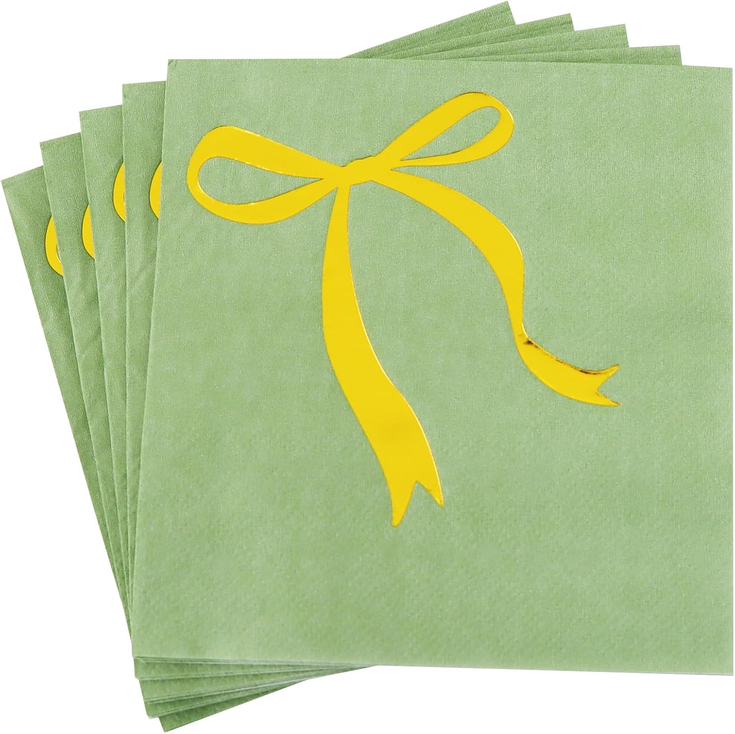 Vuzvuv 52 Pack Gold Foil Bow Cocktail Napkins - Bow Hand Napkin for Birthday Anniversary Celebratory Party Supplies Decorations Table Decor(5" Folded 3 Ply-Pink)