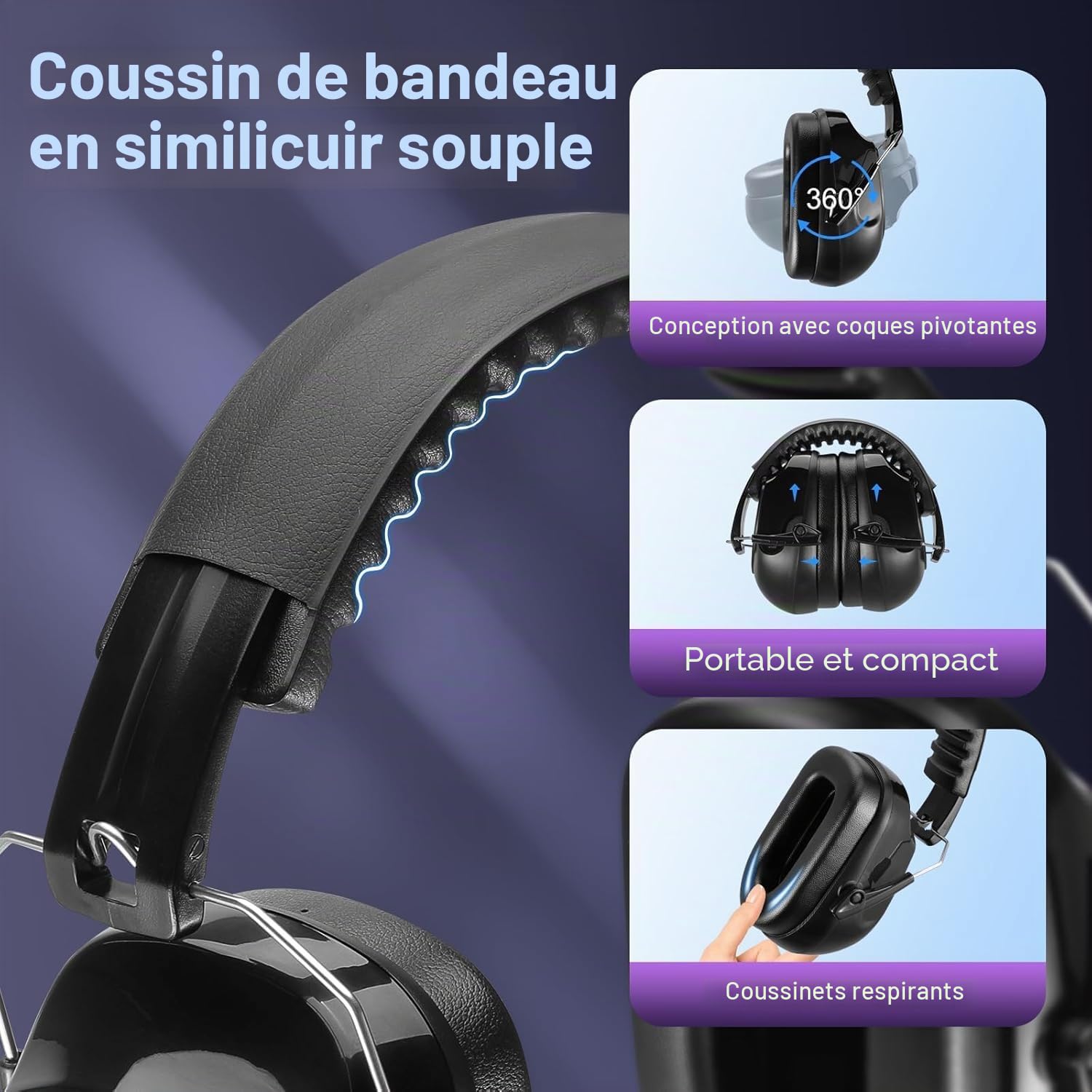 Floriogra 2 Paquets Casque Anti Bruit Adulte, 31dB Certifié CE, Protection Auditive pour Travail, Autisme, Bricolage, Tonte, Chantier, Tir, Casque Sensoriel, Réduction de Bruit Professionnelle
