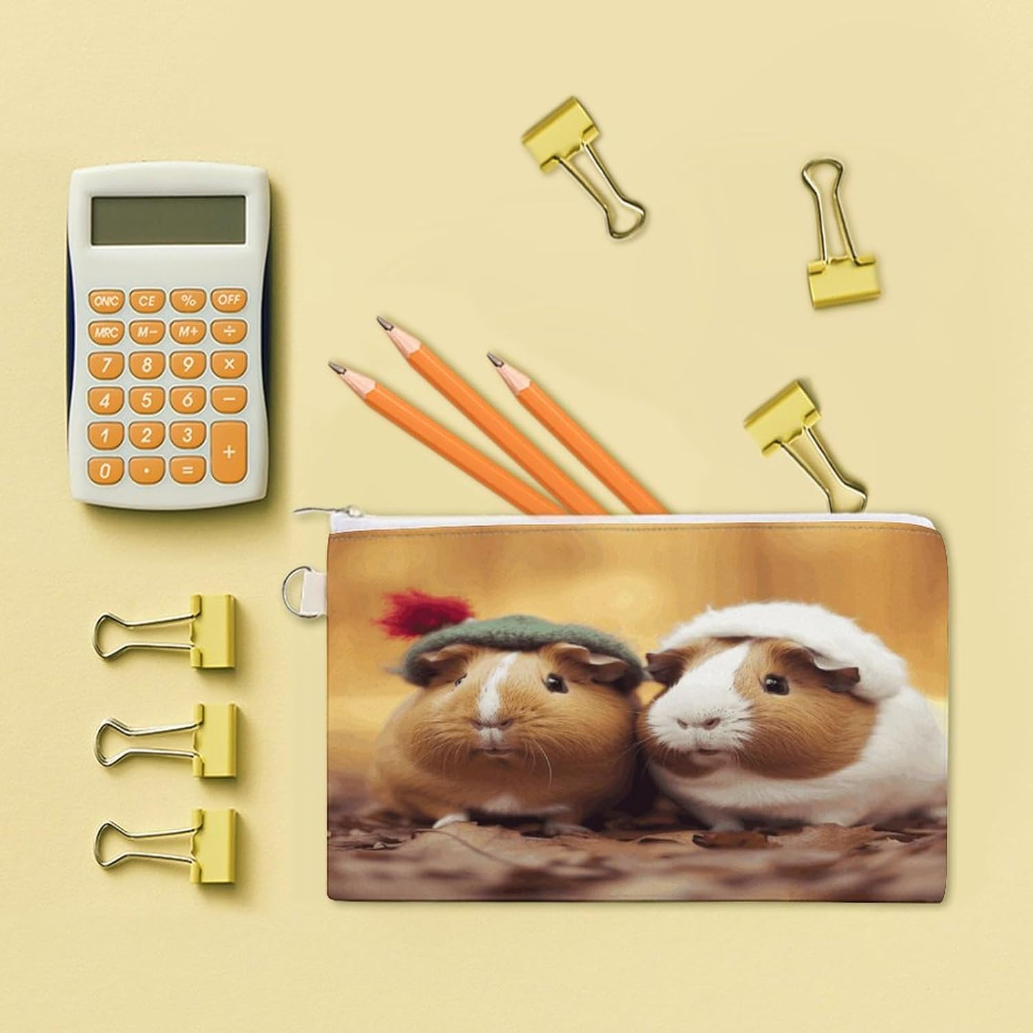 Cute Guinea Pigs Coin Purse,Travel Portable Keychain Wallet Canvas Coin Wallets Mini Zipper Tool Bag Lightweight Change Purse