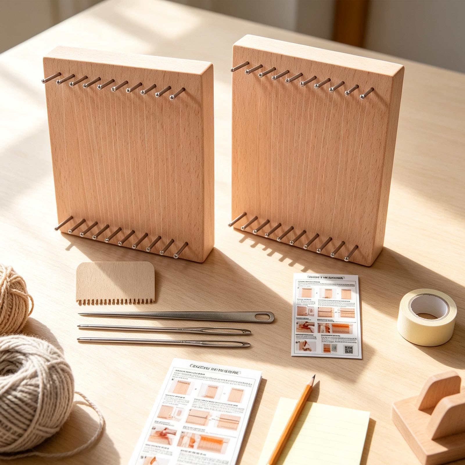 Kit per Tessitura 2 Telai con Pettine e Aghi da Cucito