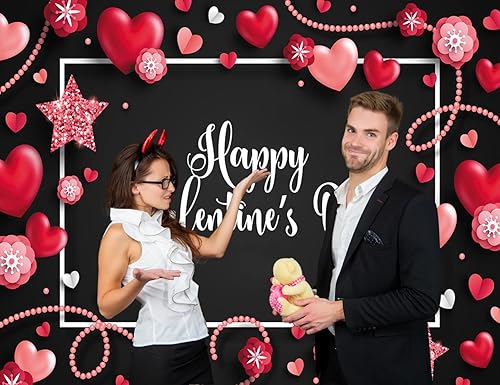 Miniatura 4 de YYNXSY YY-5003 - Decoración de fotografía en forma de corazón rosa de 8 x 6 pies para el día de San Valentín en forma de corazón rosa para