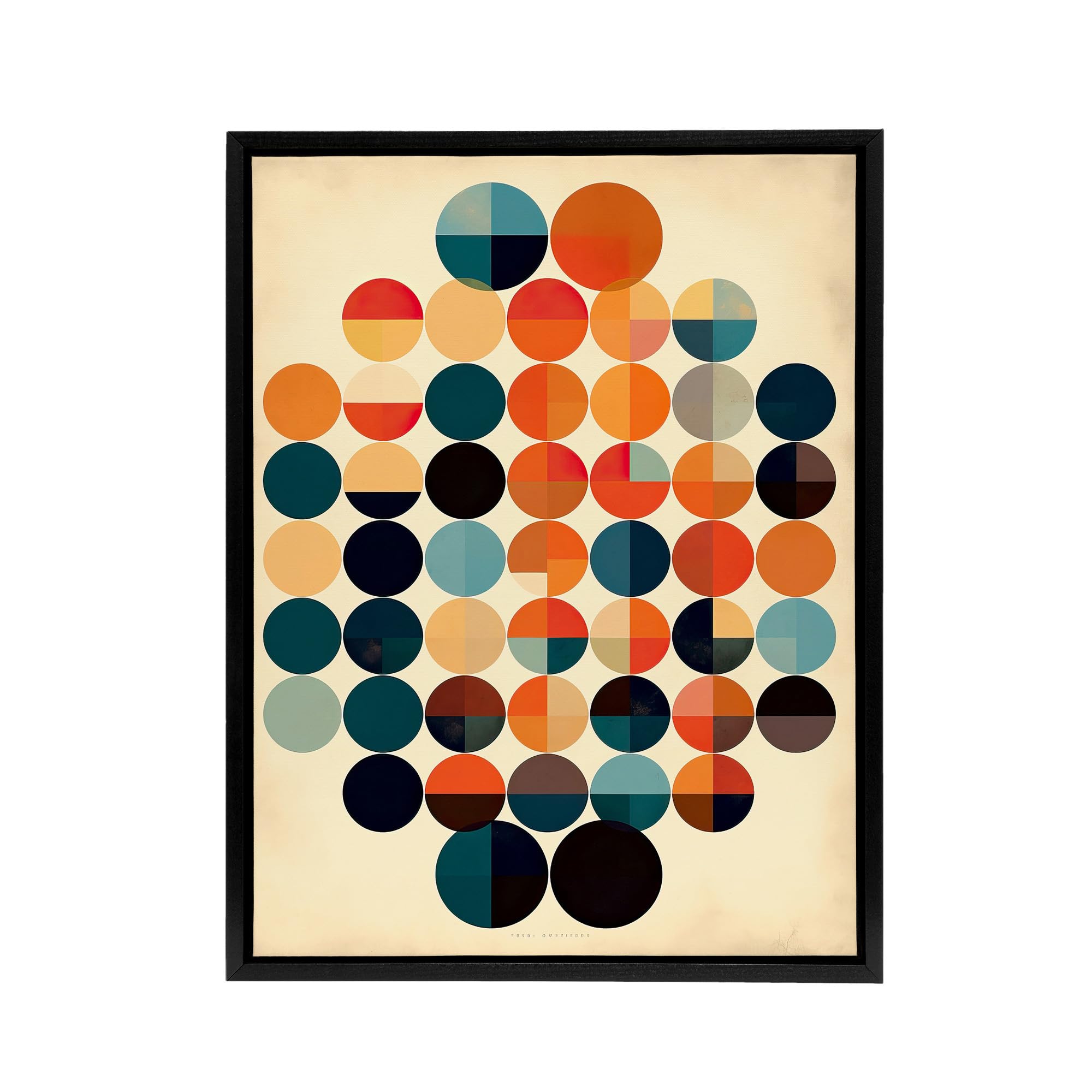 Artery8 Multi Minimalist Circles Bauhaus Geometric Black Framed Canvas Wall Art Print 18X24: Modern Abstract Geometry Inspired By Bauhaus Design, Sleek Addition To Creative Or Minimalist Rooms
