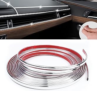 16Ft Chrome Car Trim Strip, Self-Adhesive Automotive Exterior and Interior Side Body Moulding, 1/4 inch (6mm) Scratch-Proof Silver DIY Accessories for Decorate Bumper Door Window
