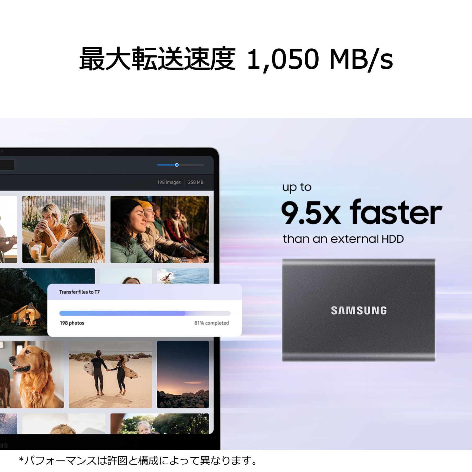 Amazon | Samsung T7 4TB 外付けSSD 最大転送速度1,050MB/秒 USB3.2 