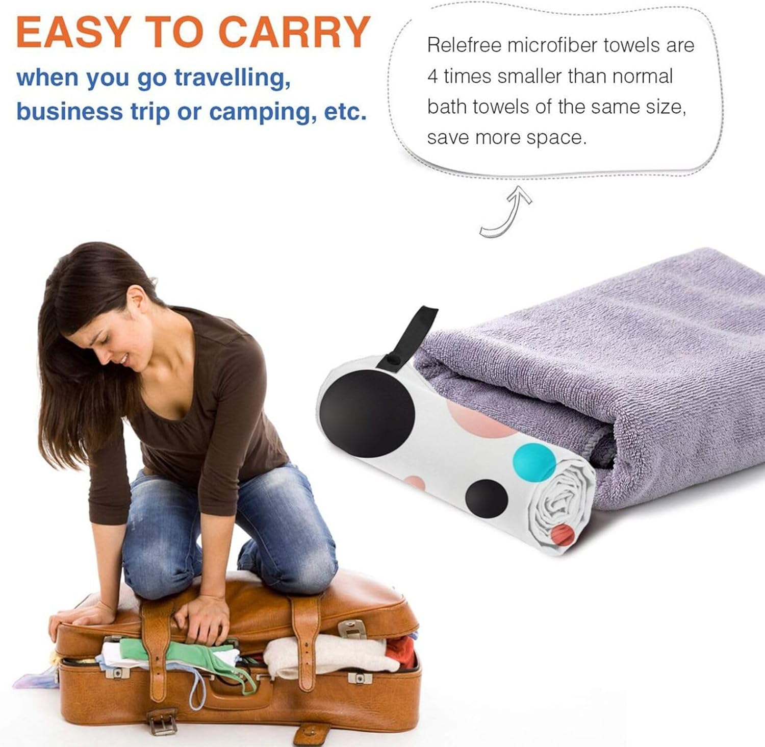 KHiry Microfiber Towel Beach Towels Polka Dot Quick Dry Towel Soft Lightweight Travel Towels Absorbent Large Easy Pack Travel Things Beach Blanket for Gym Sports Swimming