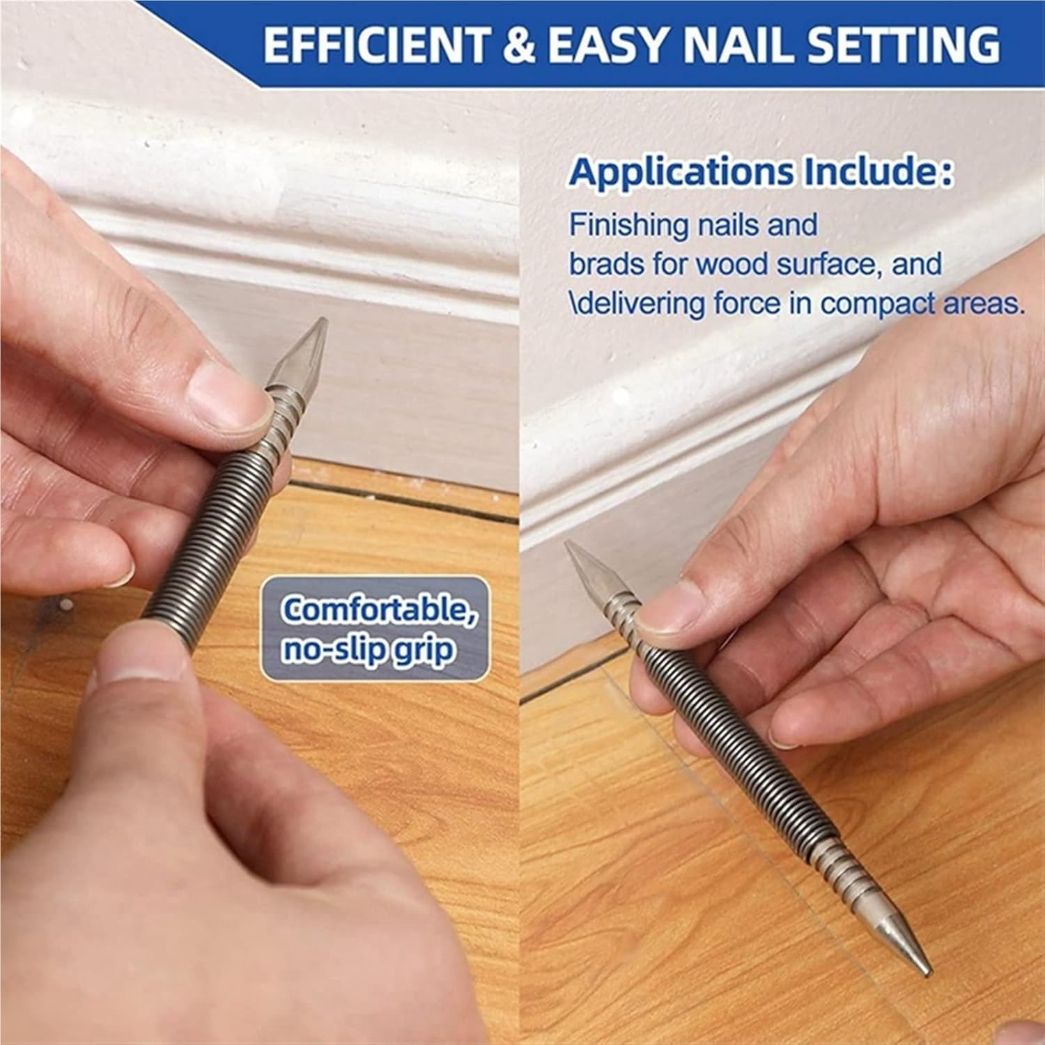 Spring Nail Punch 3 Pcs Dual Head Nail Setter and Hinge Pin Punch Set,Hammerless Spring Door Remover Tool 5000 PSI
