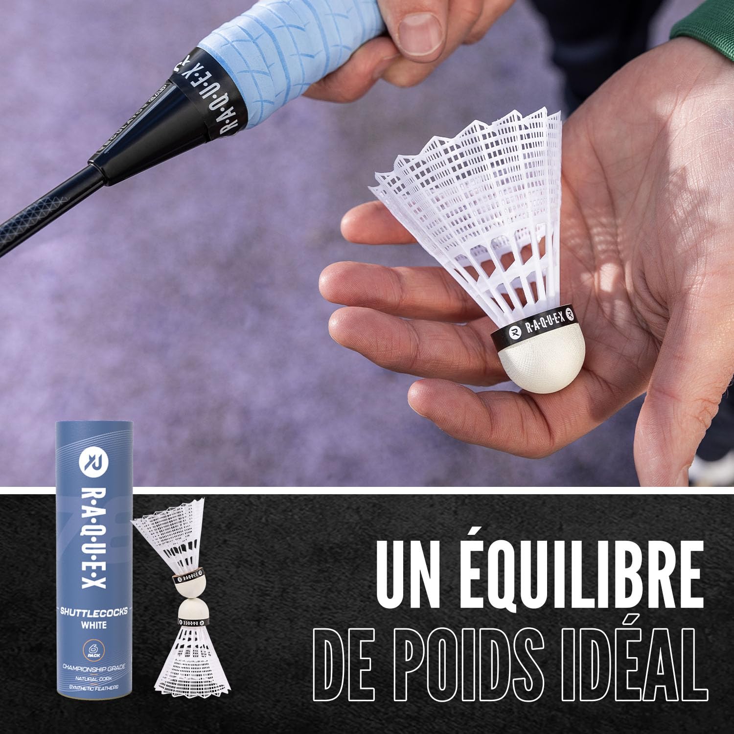 Raquex Volants de Badminton en Plumes de Nylon Tube de 6 Volants en liège Naturel – Trois Options de Vitesse – Volants Blancs ou Jaunes –Volants de Badminton durables pour l'intérieur et l'extérieur - 5