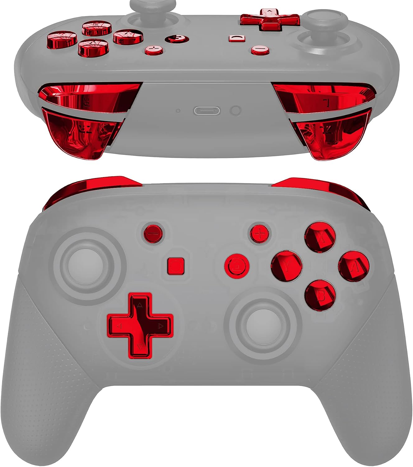 eXtremeRate Chrome Gold Repair ABXY D-pad ZR ZL L R Keys for Nintendo Switch Pro Controller, Glossy DIY Replacement Full Set Buttons with Tools for Nintendo Switch Pro - Controller NOT Included