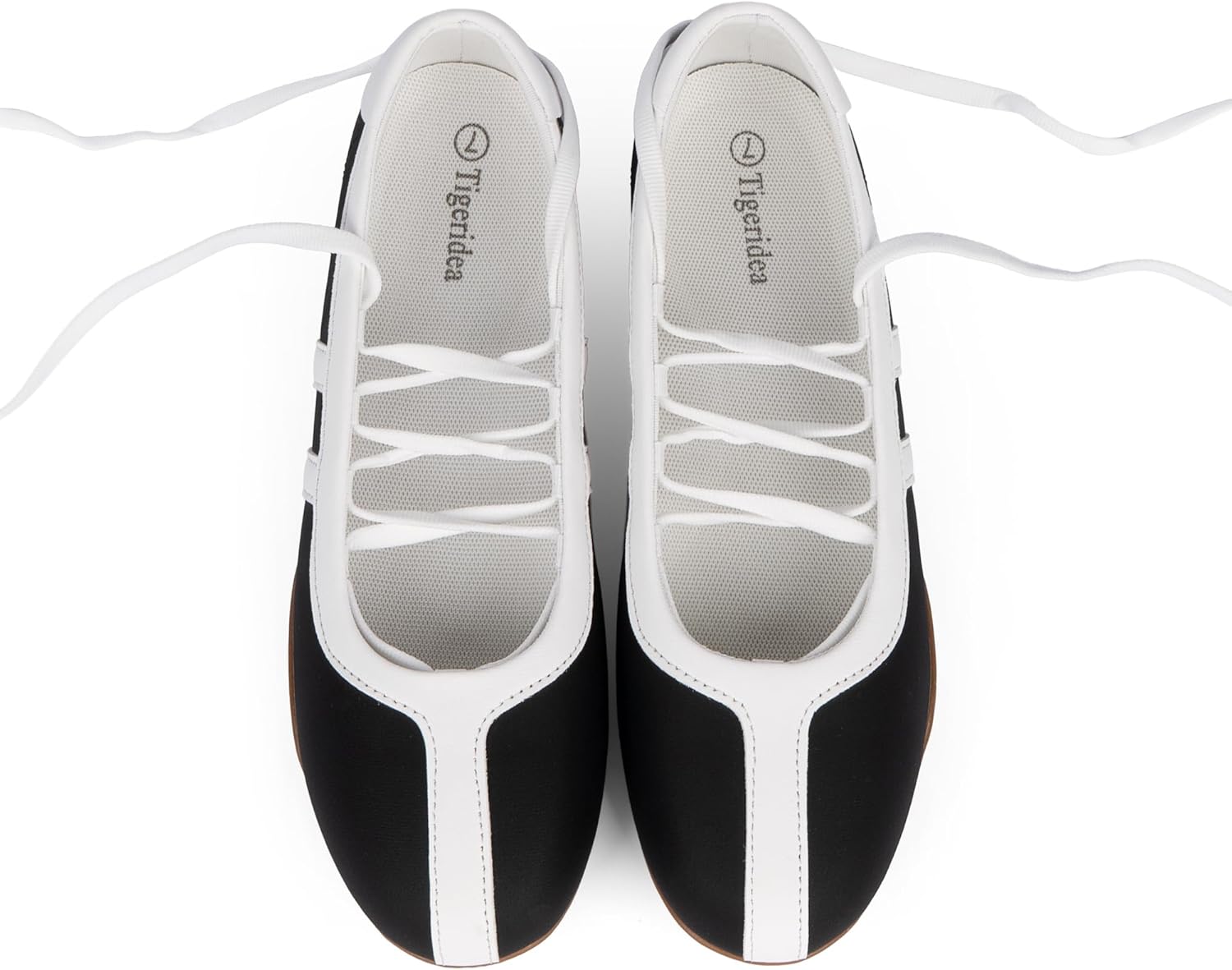 Tigeridea Sneakers for Women Comfortable Business Casual Tennis Shoes Lightweight Lace Up Ballet Flats Footwear Women's Fashion Retro Mary Jane Sneakers - Image 5