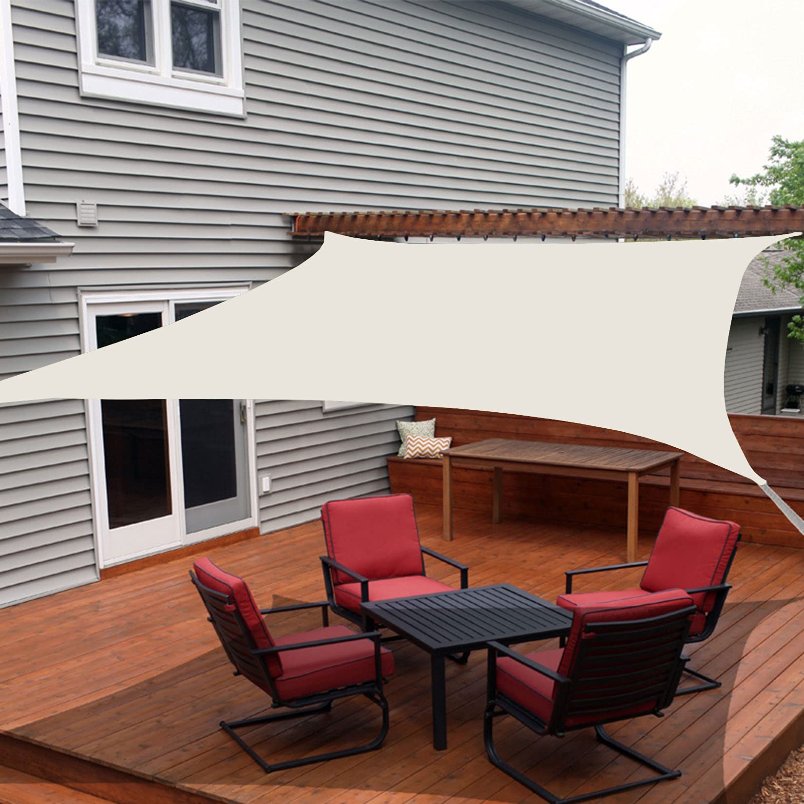 Voile d'ombrage rectangulaire blanc crème pour éliminer la chaleur de la terrasse