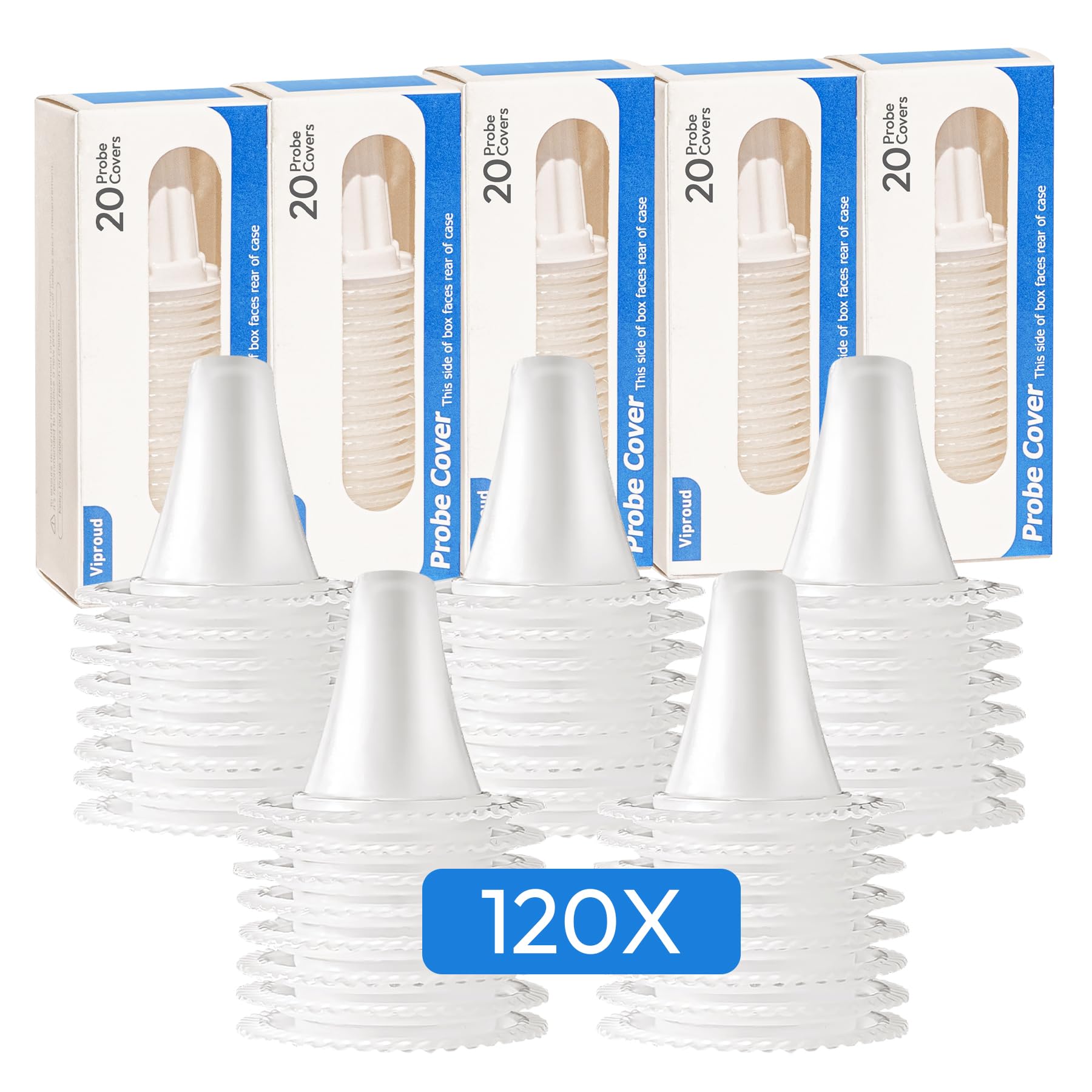 120X Cubiertas para sondas de termómetro de oído para todos los termómetros Braun Cubiertas para oídos Filtros de lentes Tapas de repuesto Cubiertas desechables sin BPA