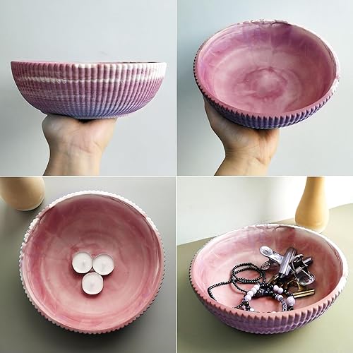 Miniatura 6 de Wehous Moldes de silicona para cuenco redondo grande, contenedor en relieve, moldes de resina epoxi para hormigón, soporte de joyería de gran