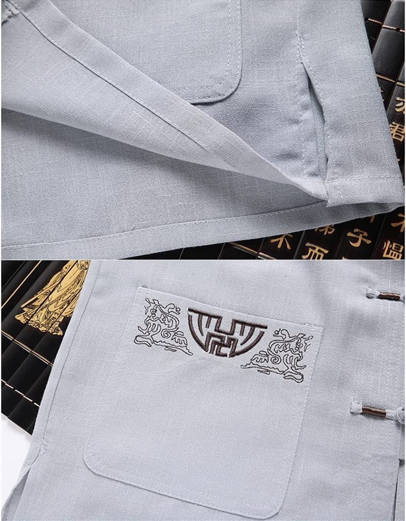 Tai Chi Kleidung Chinesische Kung Fu Kleidung Weiche Männer Erwachsene Tai Chi Kung Fu Uniformen Traditionelle Chinesische Kleidung Set Leinen Kurzarm Stickerei Lässige Chinesische Kostüme ( Color : #