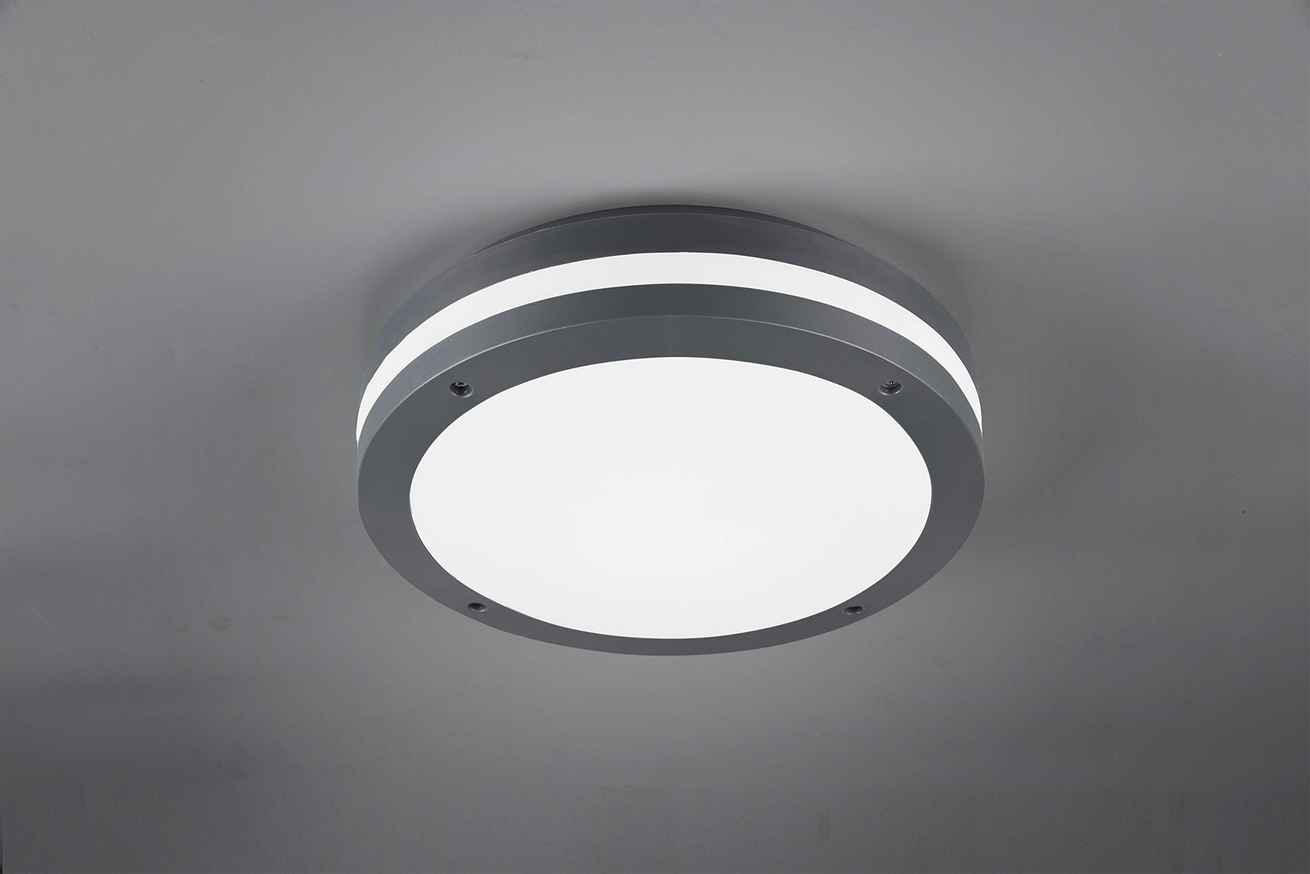 Trio Leuchten Piave 676960142 Plafonnier extérieur LED en plastique anthracite avec détecteur de mouvement LED 12 W