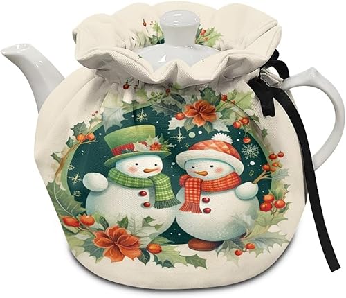 Árbol de Navidad, muñeco de nieve, té, acogedor, cocina, hogar, tetera decorativa, cubierta antipolvo, aislamiento térmico y preservación del calor,