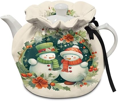Christmas Tree Snowman Tea Cosy Kitchen Home Decorative Tea Pot Dust Cover Thermal Insulation & Heat Preservation Tea Cozies for Home Kitchen Christmas Decor