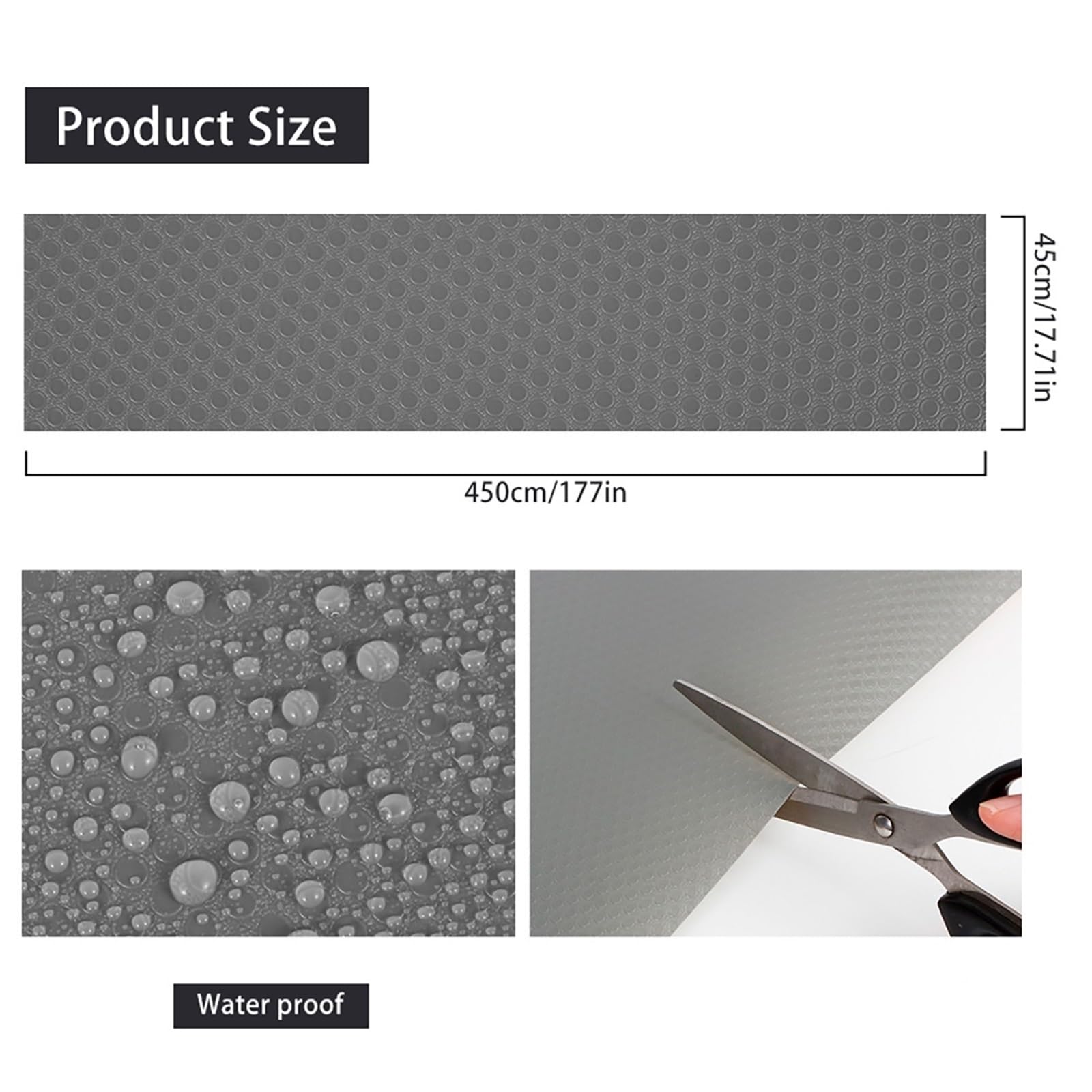 Wkładki do szuflad kuchennych, Wkładki do szuflad, półki w szafkach kuchennych, szare i przezroczyste, wiele rozmiarów(Gray 45x150cm-4roll)