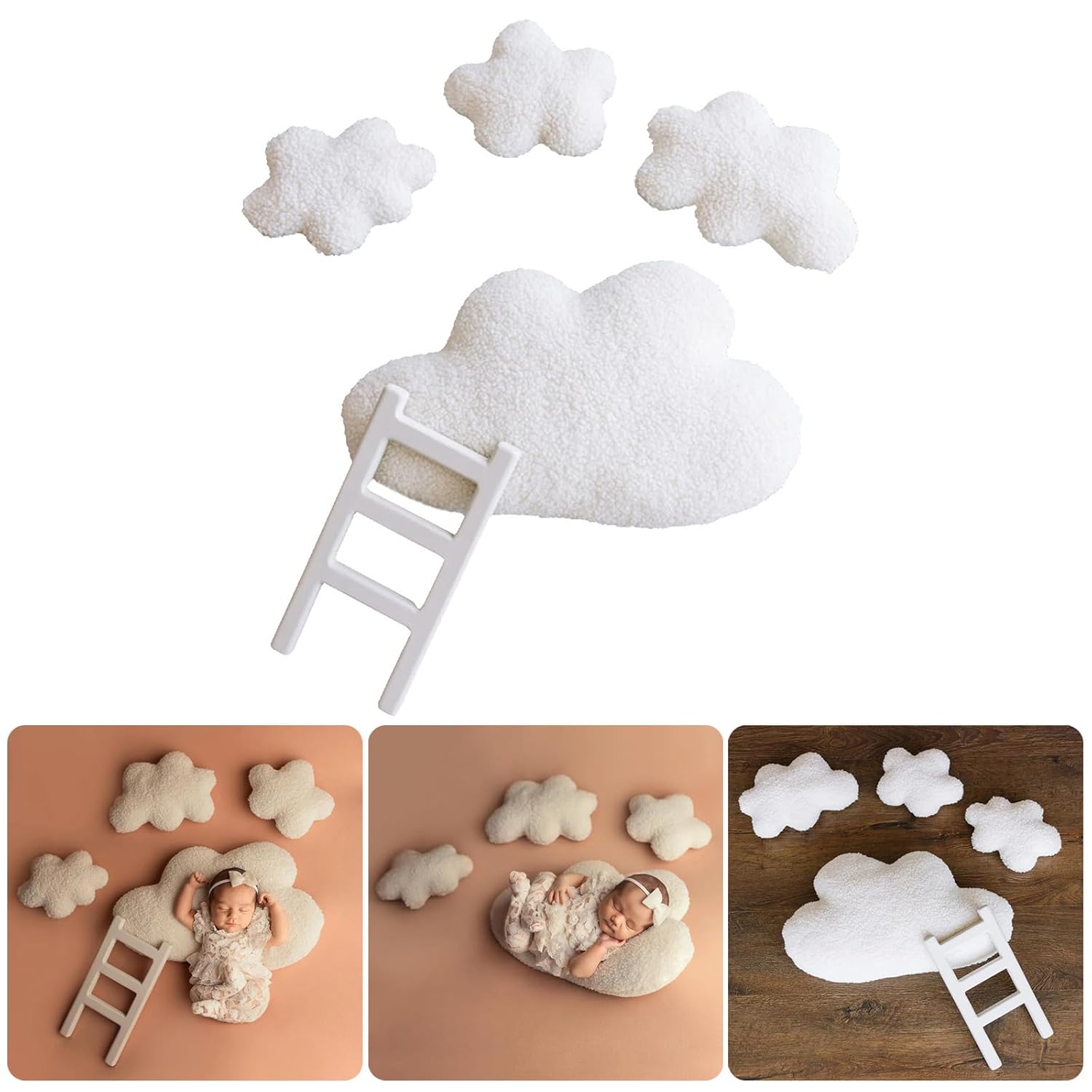 1 Set Lovely Clouds and Ladder Photo Props for Infant Photography Professional Home Or Studio Use Photoshoots