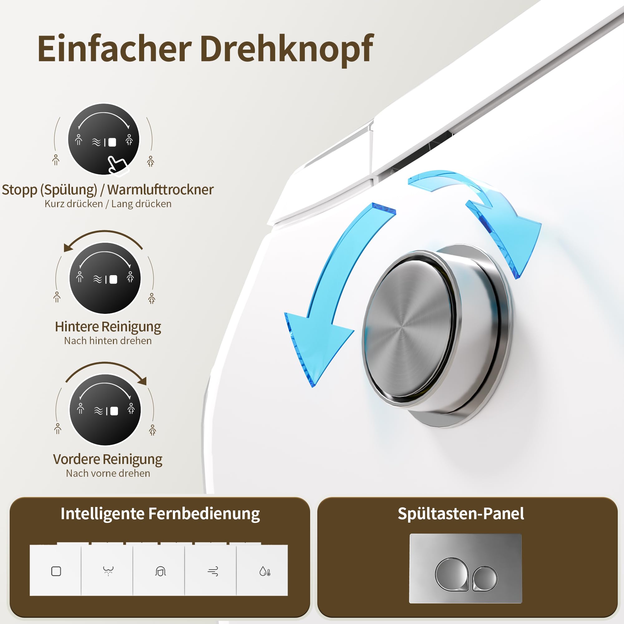 DeerValley Dusch WC, Hänge WC mit Automatischer Deckelöffnung, Bidet-Funktion, Schaumreinigung, Sitzheizung, Geruchsfunktion,selbstreinigender Düse, Absenkdeckel,WC Fernbedienung(inkl. Vorwandelement)